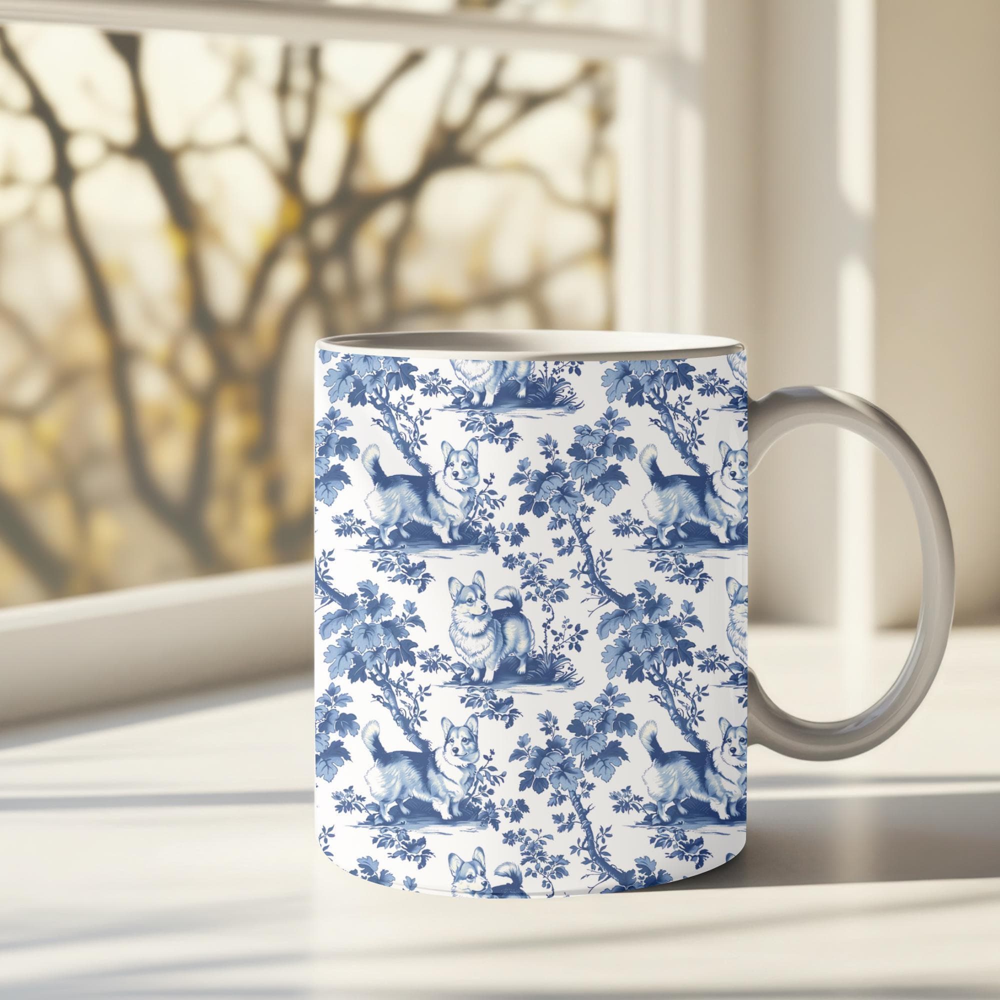 Corgi Toile De Jouy Coffee Mug: Chinoiserie Dog Lover Gift - image 4