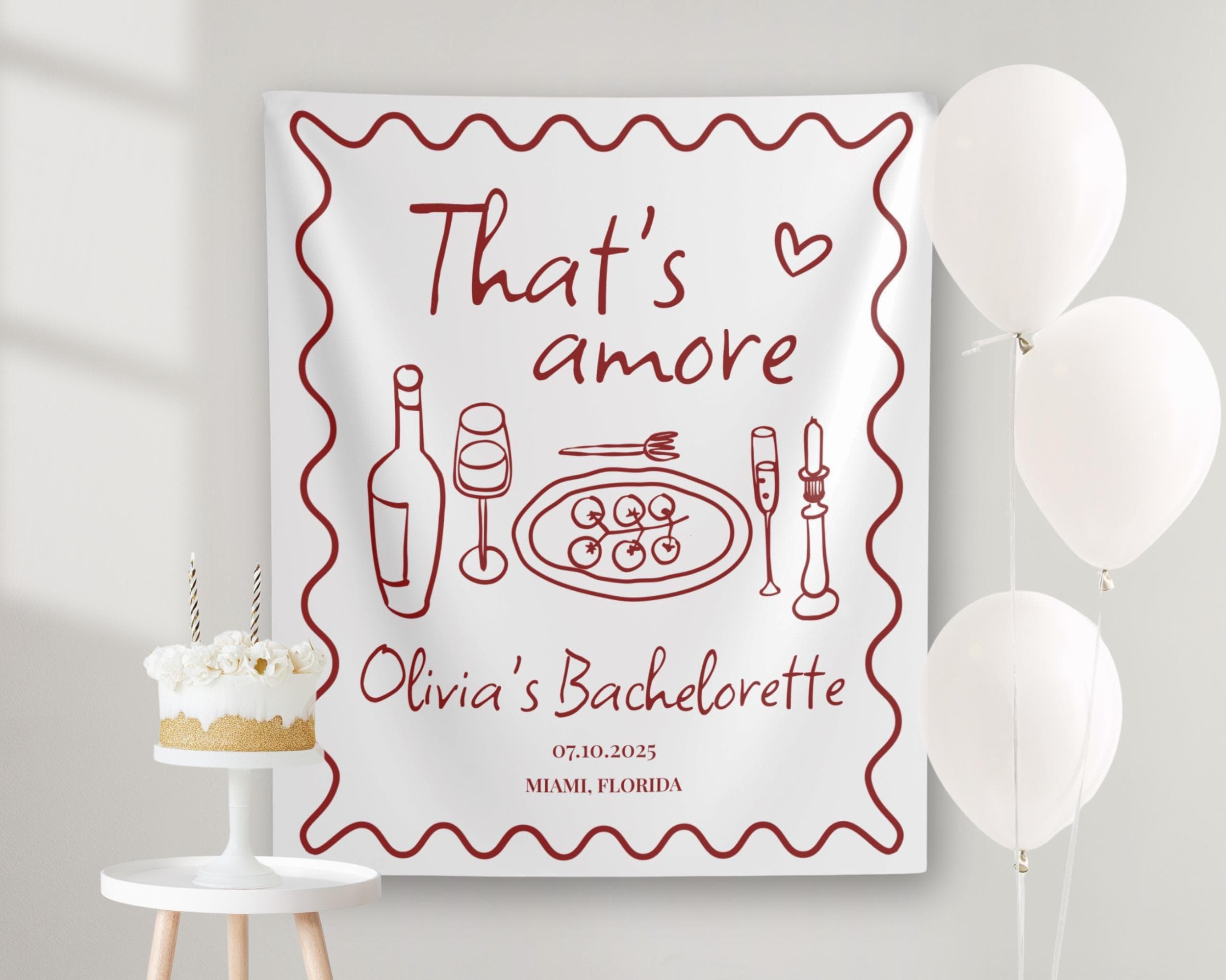 Custom That's Amore Bachelorette Banner: Italian Bridal Shower Decor