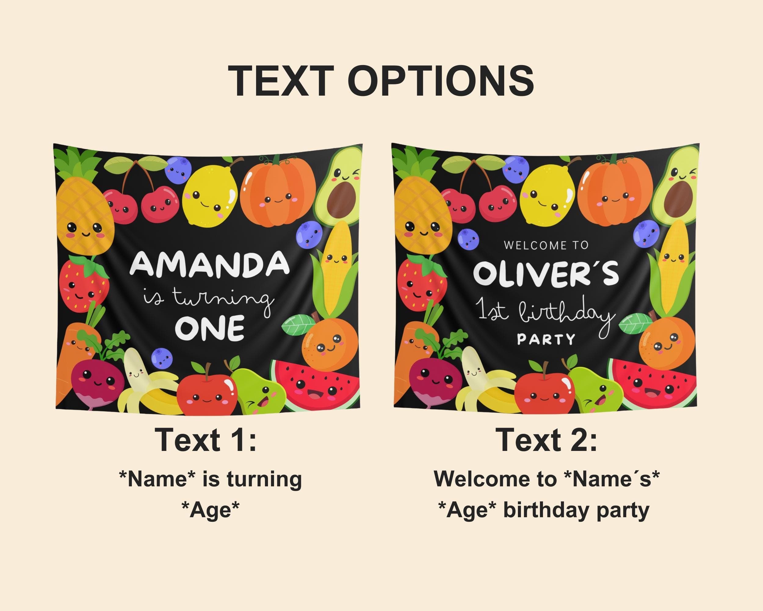 Hey Bear Birthday Banner: Dancing Fruit Party Welcome Sign - image 5