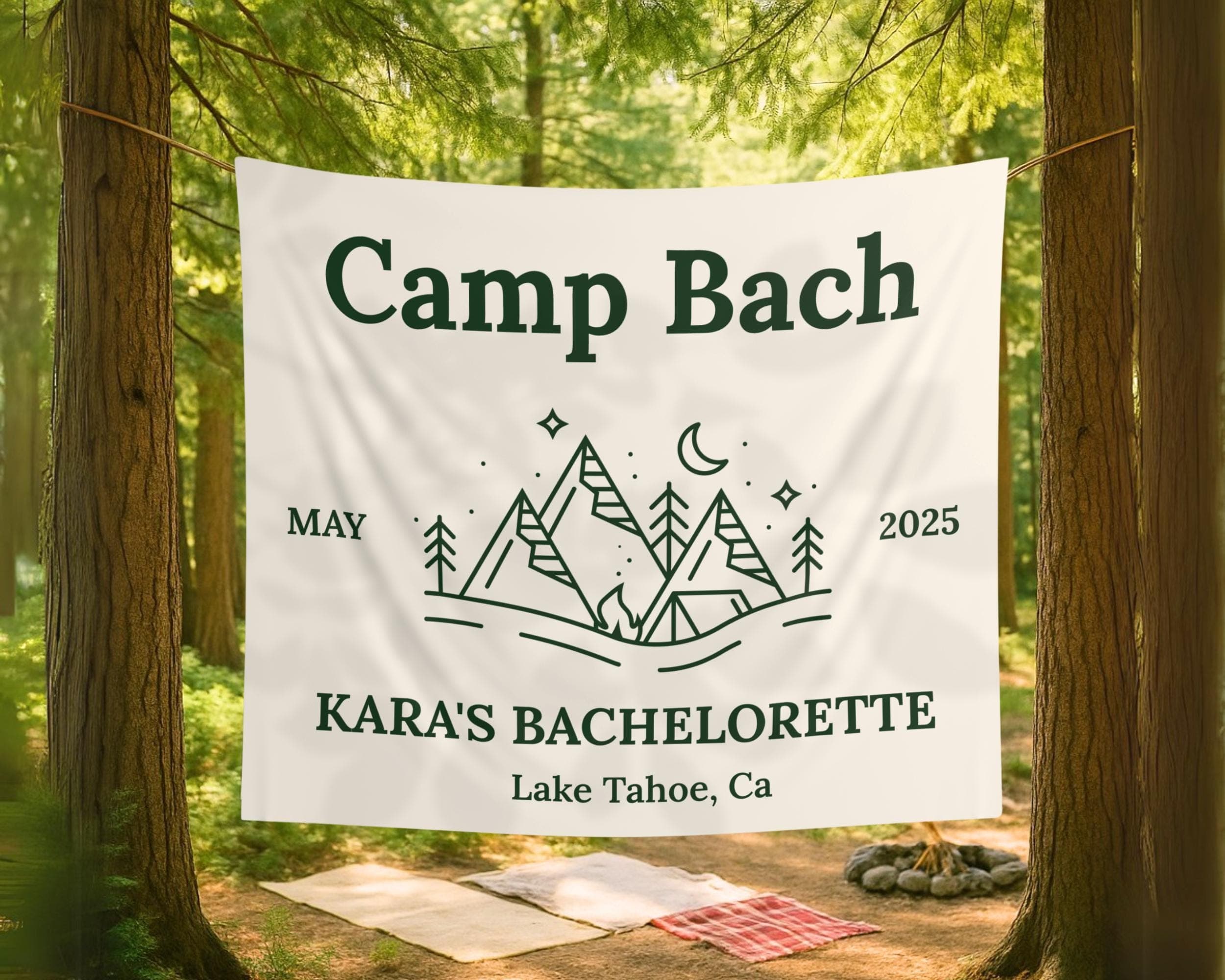 Camp Bachelorette Banner: Last Trail Before Veil Party Decor