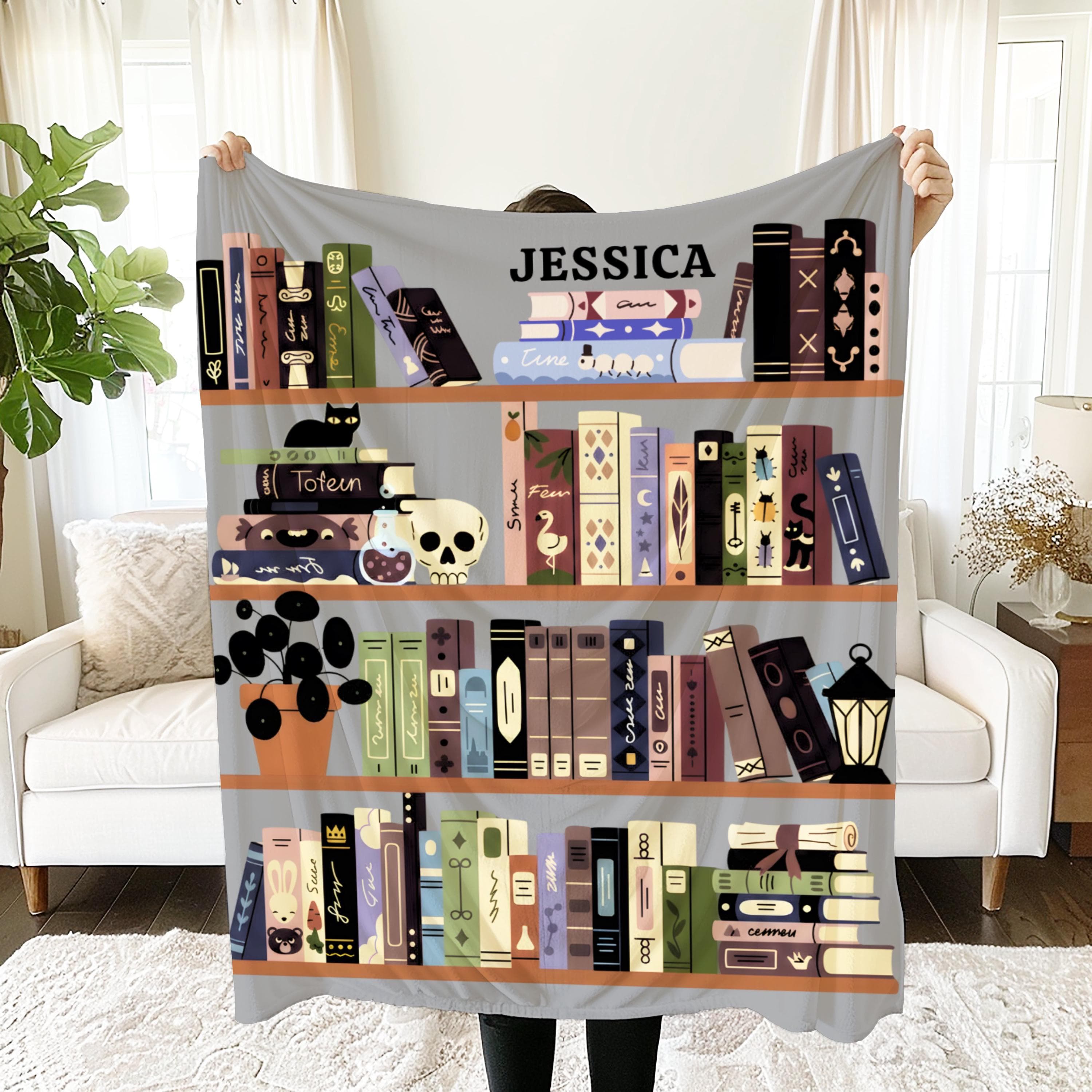 Bookish Reading Blanket – Gothic Bookshelf, Whimsicore Library Gift for Bookworms