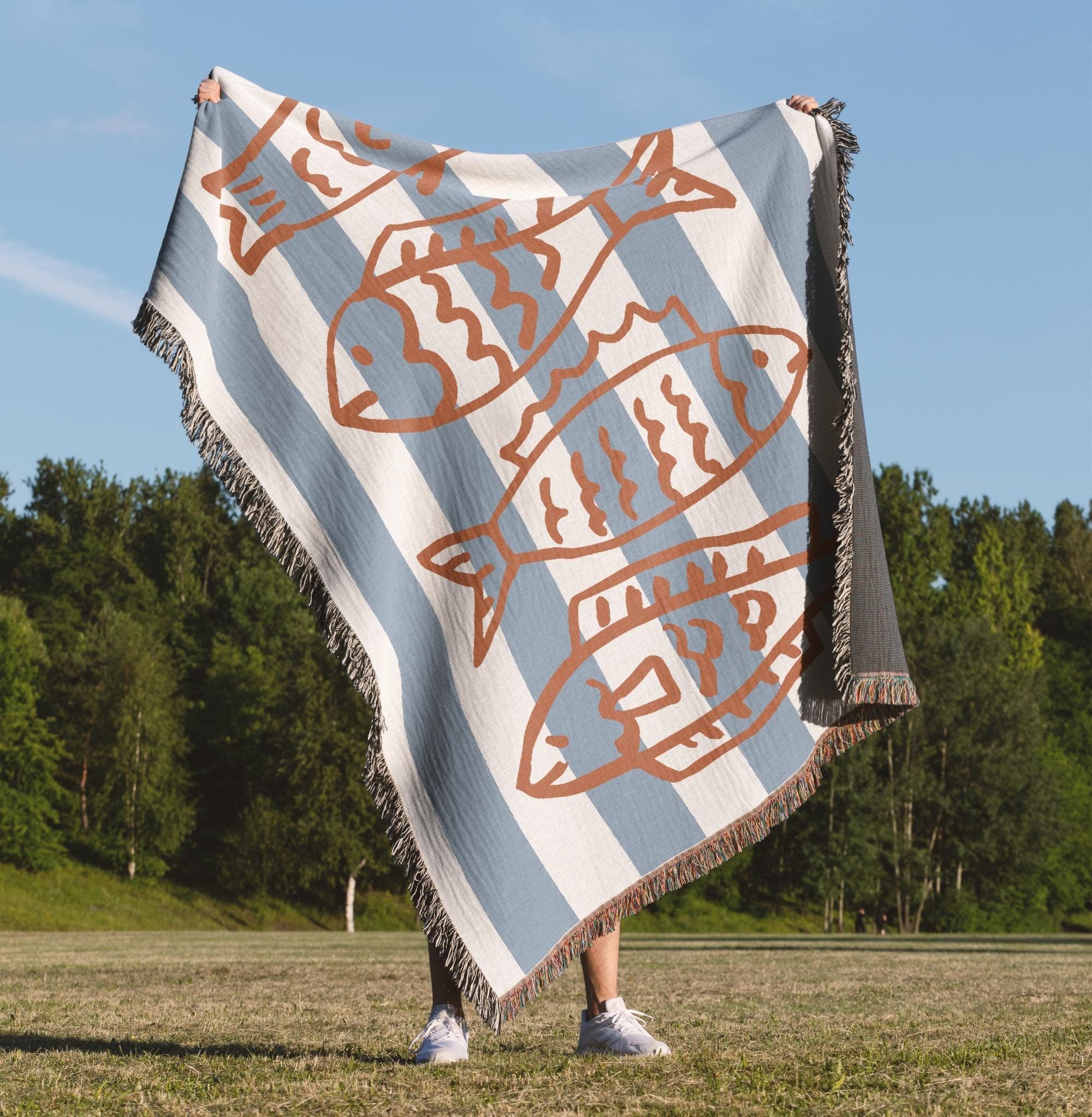 Striped Sardine Fisherman Blanket: Coastal Woven Throw - image 4