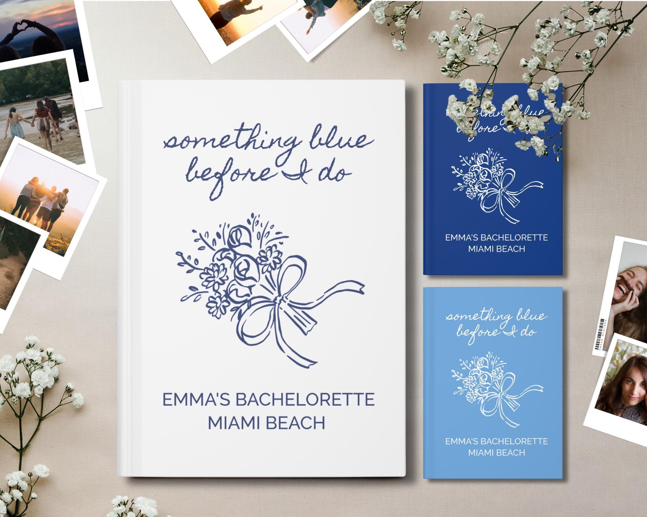 Polaroid Guest Book: 'Something Blue' Bachelorette Party Scrapbook