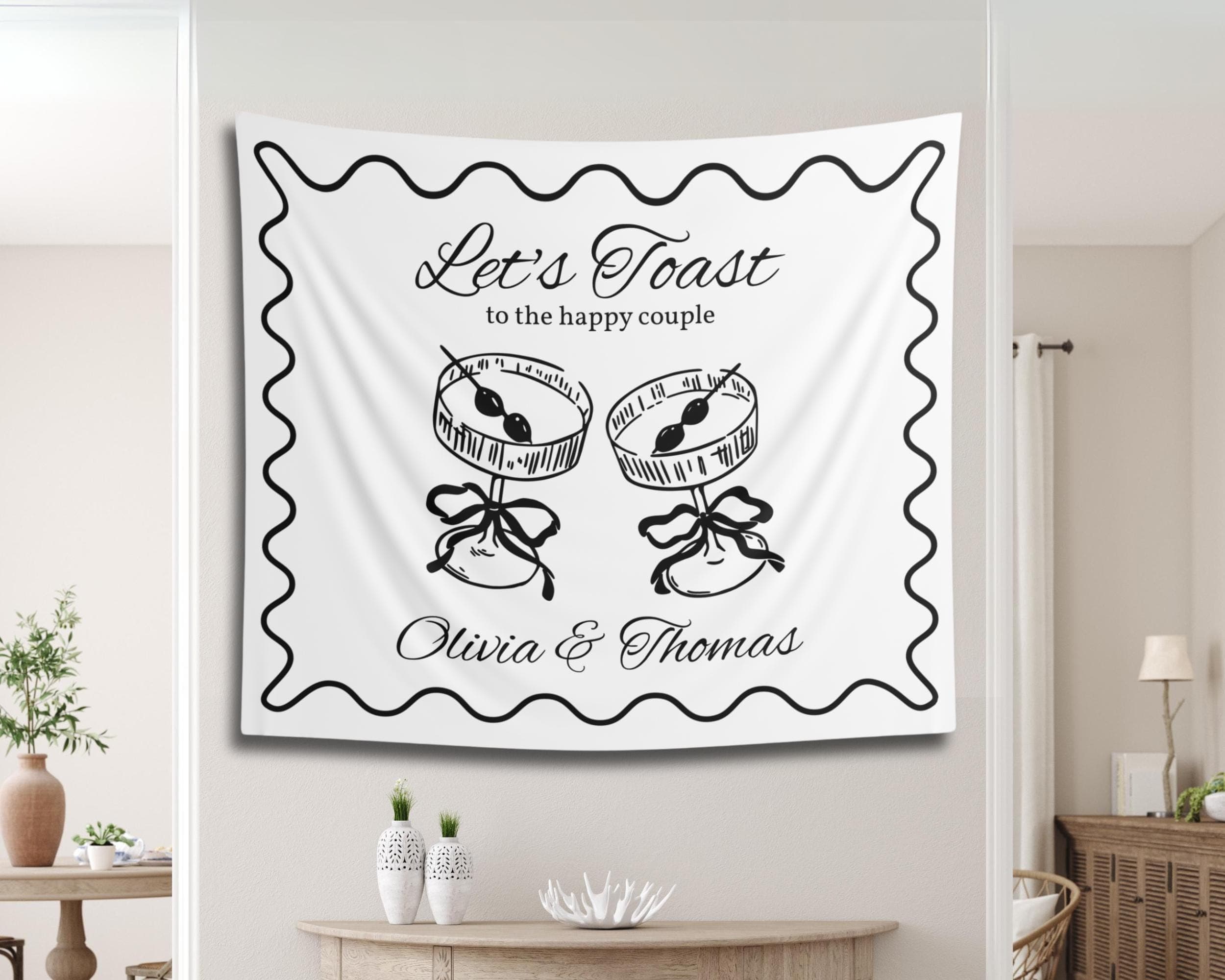 Personalized Rehearsal Dinner Tapestry: Champagne Toast Welcome Banner - image 3