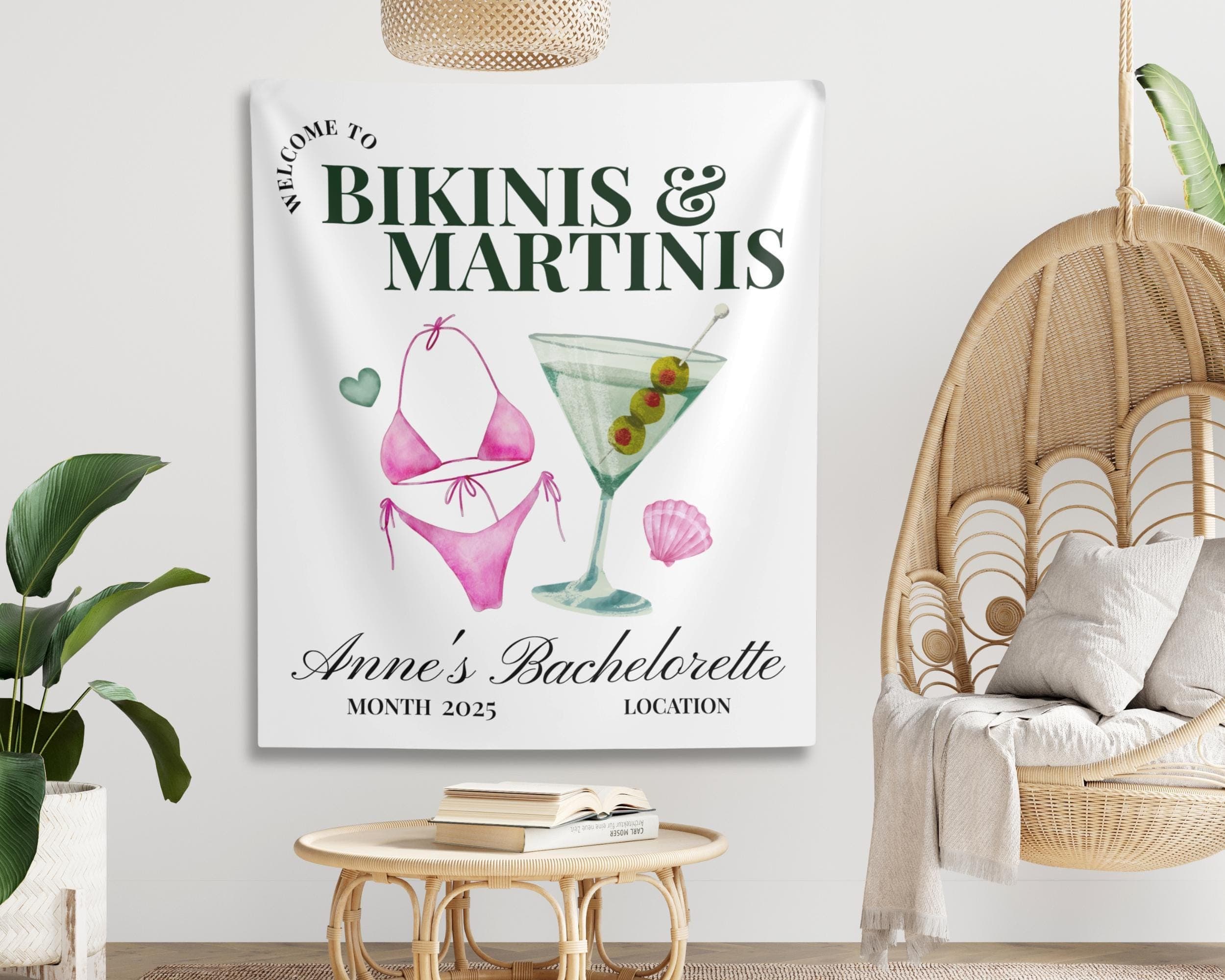 Espresso Martini Bachelorette Banner Bachelorette Party Tapestry, Bikinis Martinis Banner, Espresso Martini Bridal Shower, welcome sign - image 5