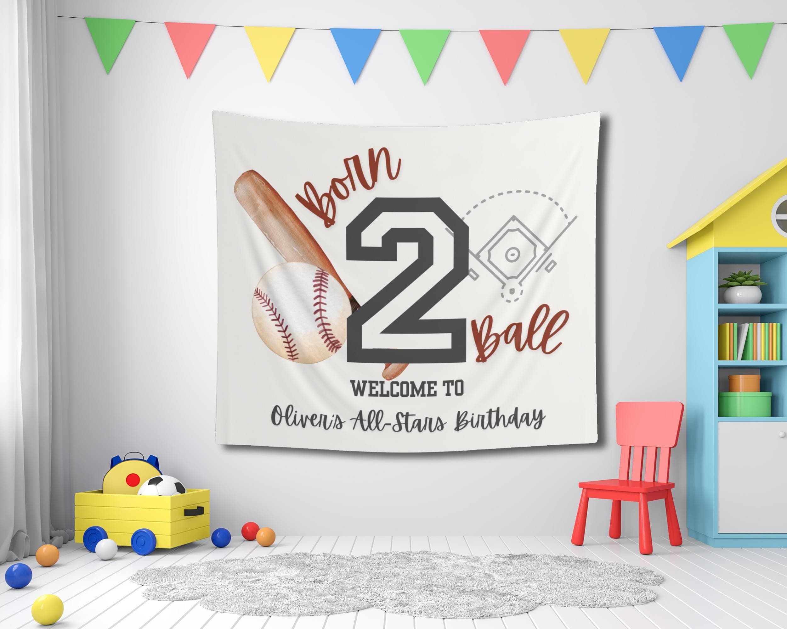 Born 2 Ball Baseball Birthday Banner: Custom Kids Party Decor - image 3