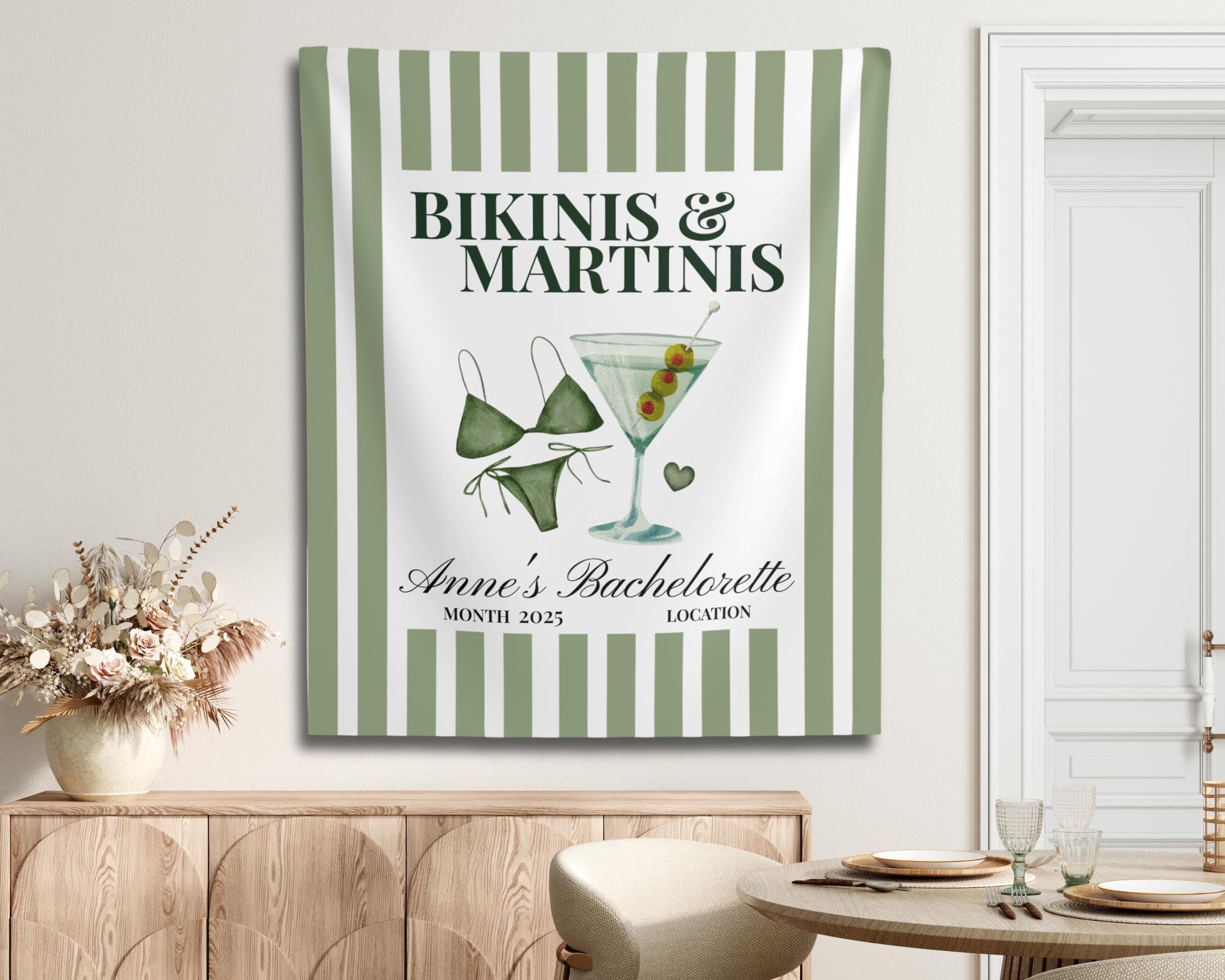 Martini Bachelorette Tapestry: Custom Pink Party Banner - image 4
