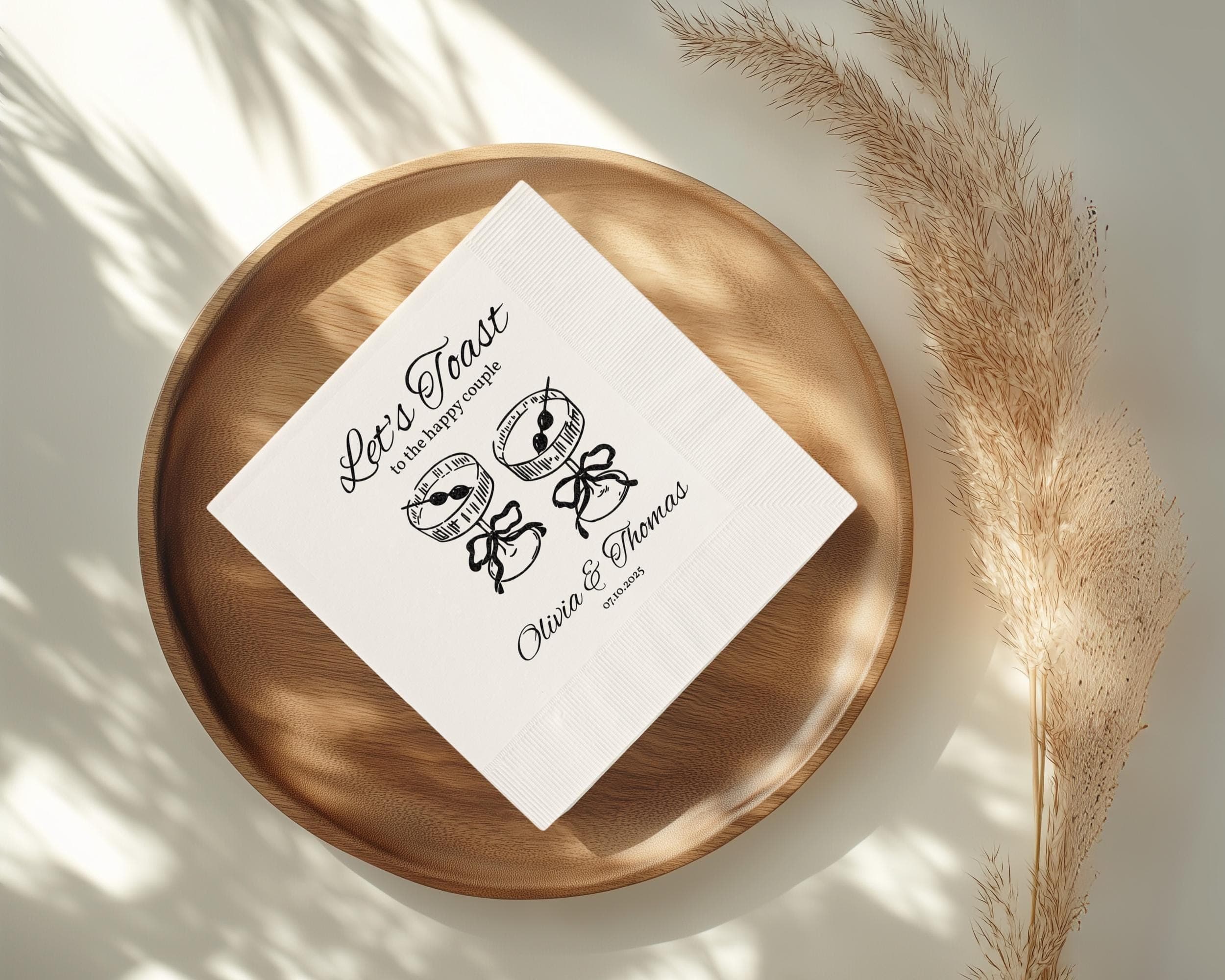 Personalized Wedding Napkins: Let's Toast, Rehearsal Dinner Decor - image 4
