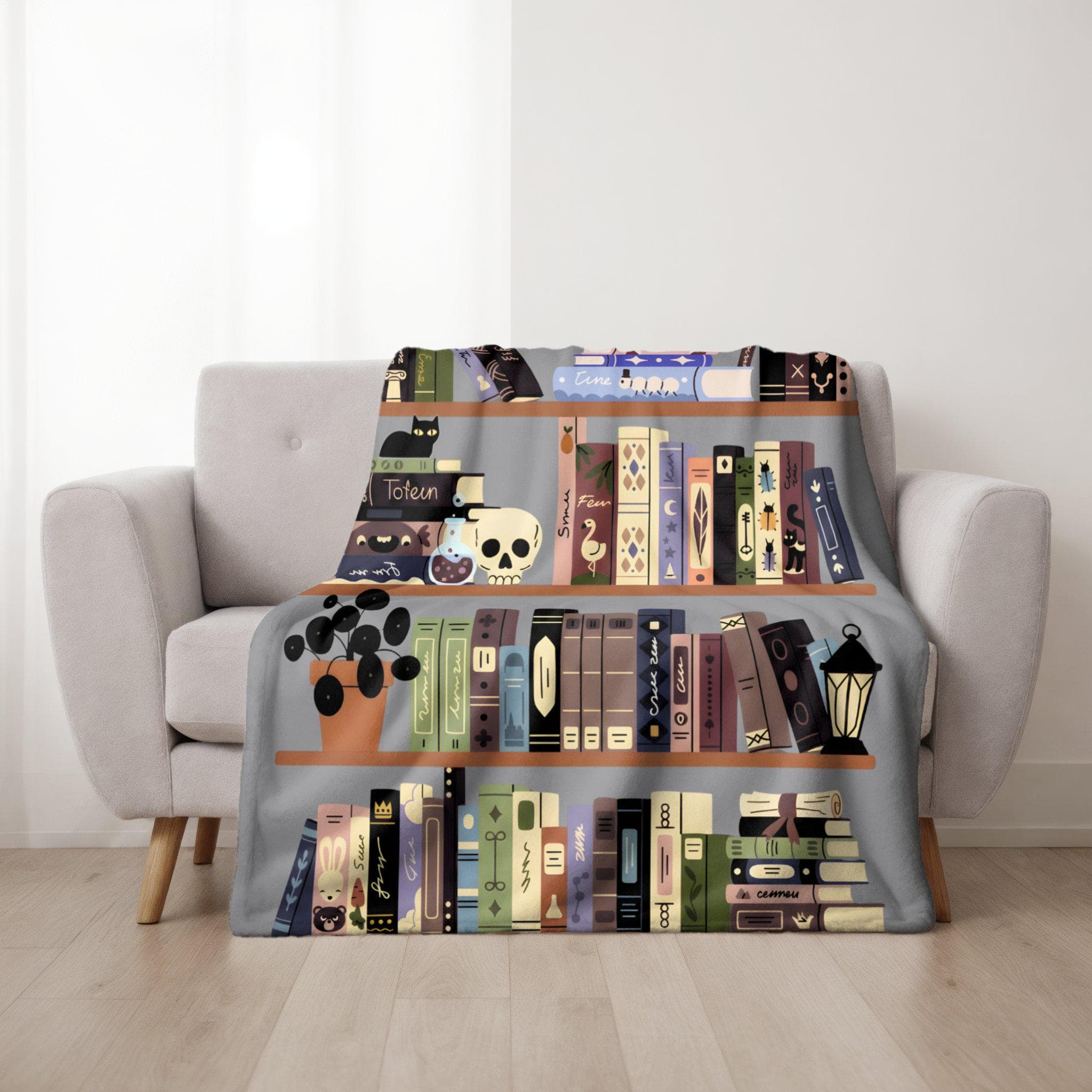 Bookish Reading Blanket – Gothic Bookshelf, Whimsicore Library Gift for Bookworms - image 3