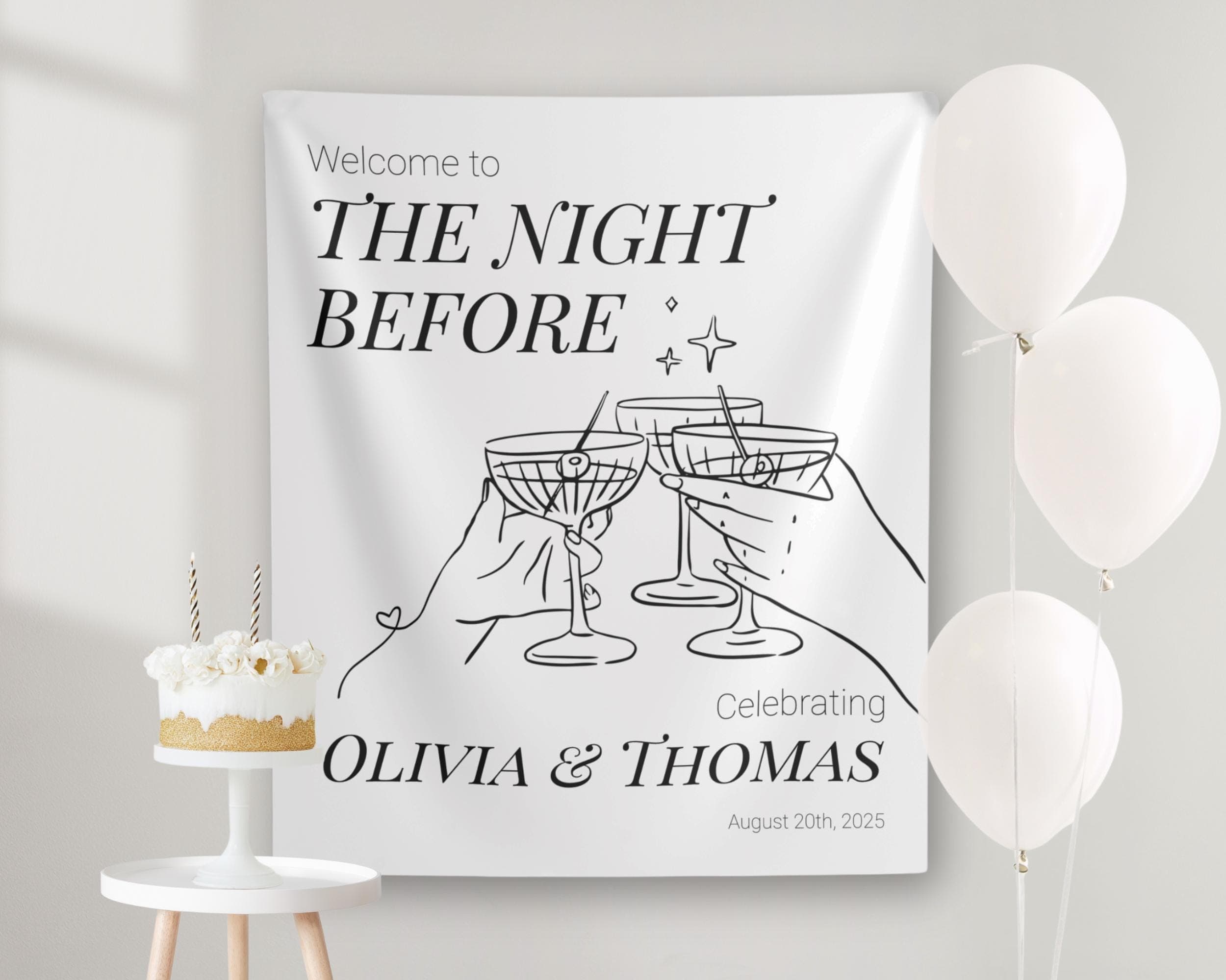 Personalized Rehearsal Dinner Banner: The Night Before Tapestry