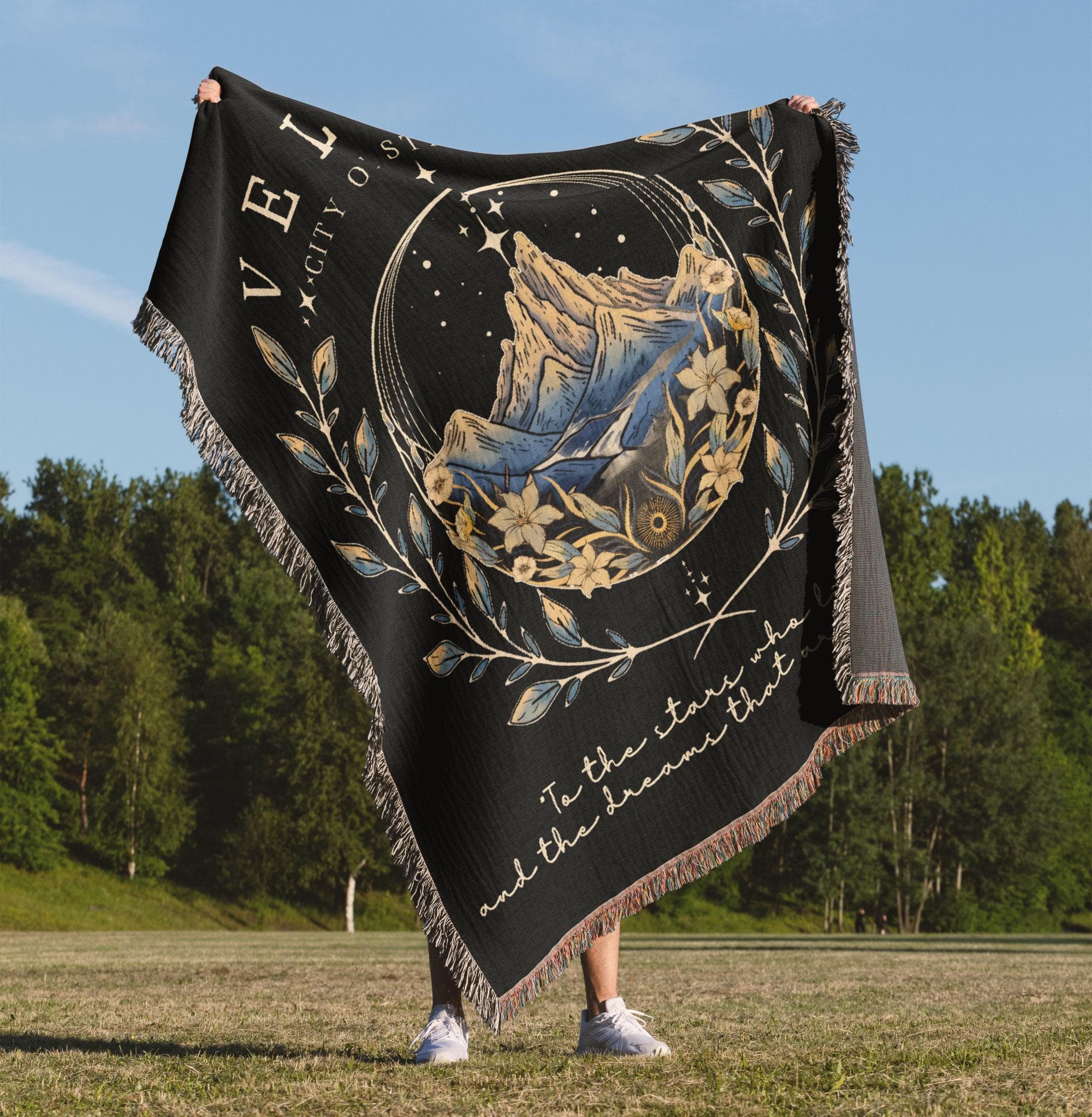 City of Starlight Woven Blanket: Fantasy Book Quote, Fae World Merch