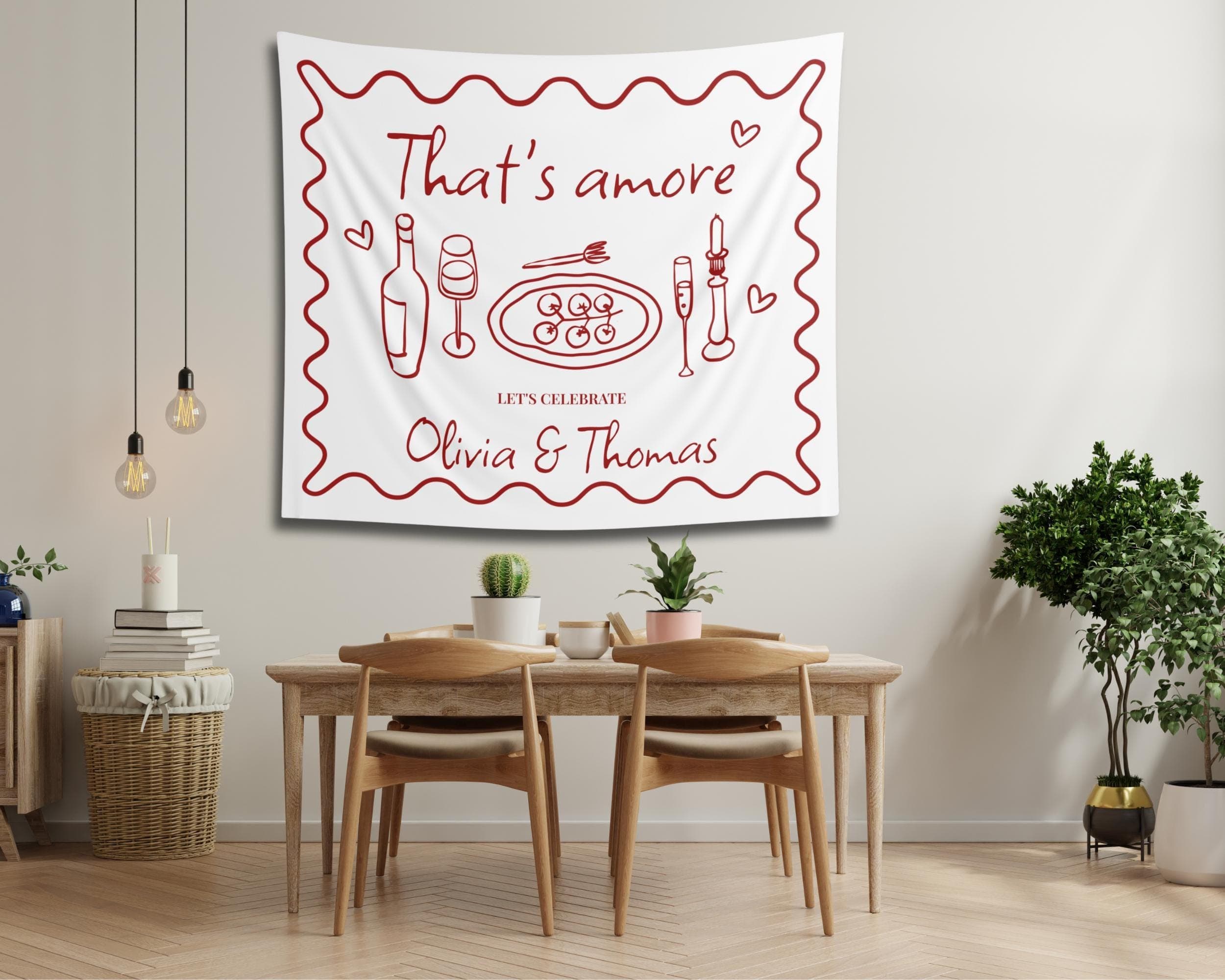 Personalized Engagement Party Banner: Whimsical 'Thats Amore' Design - image 5