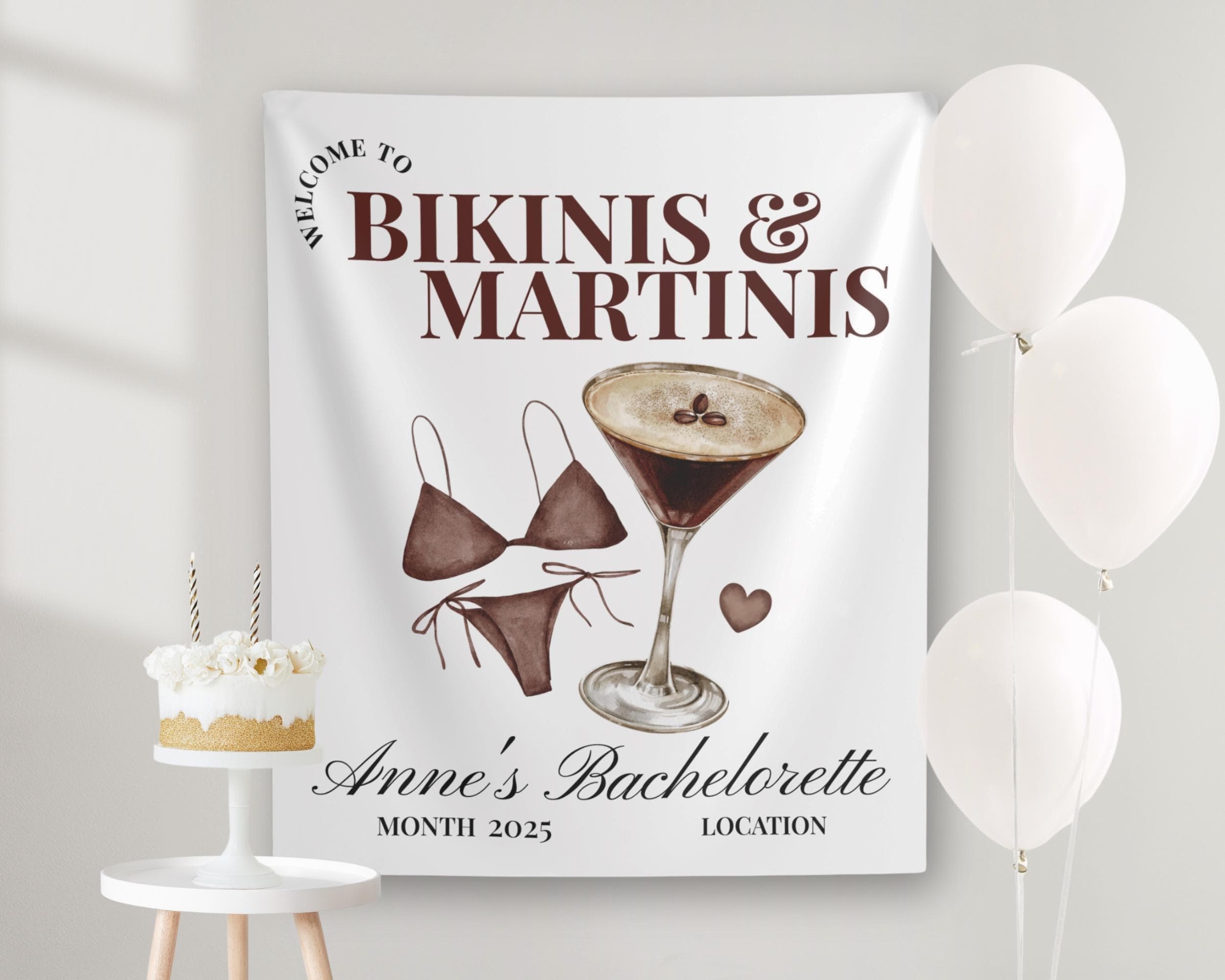 Espresso Martini Bachelorette Banner Bachelorette Party Tapestry, Bikinis Martinis Banner, Espresso Martini Bridal Shower, welcome sign