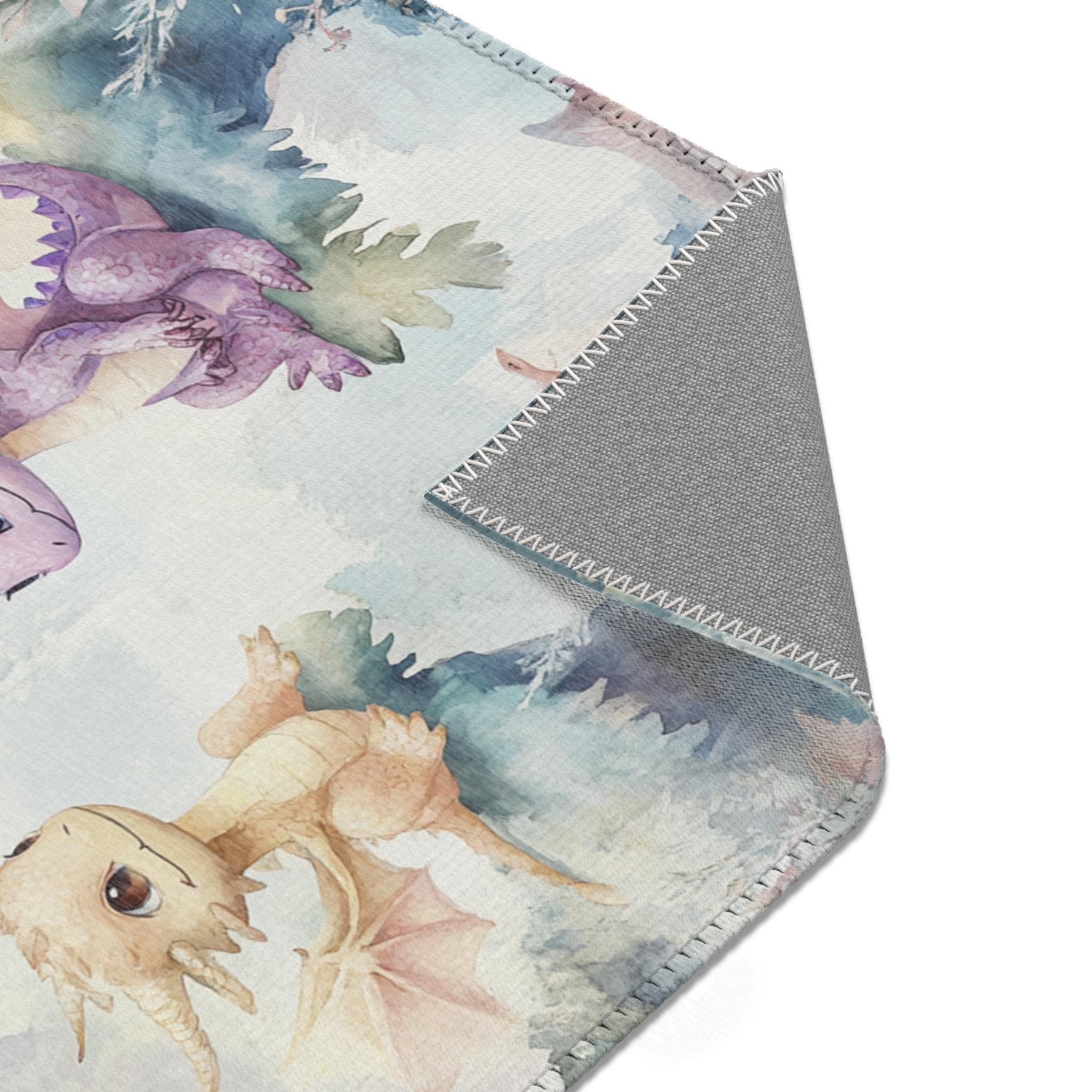 Watercolor Dragon Nursery Rug, Custom Name Baby Room Mat - image 5