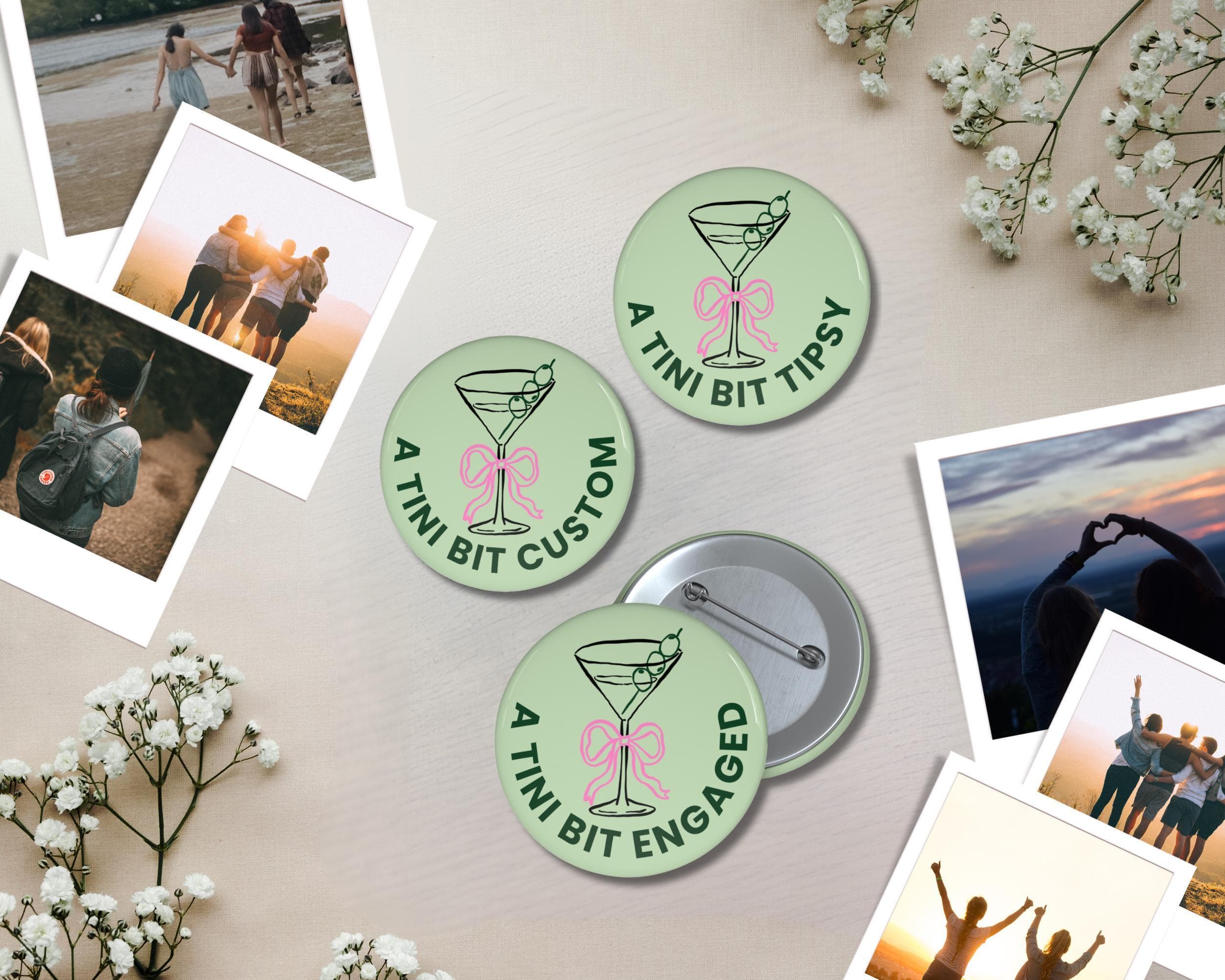 Martini Bachelorette Party Pin Buttons: Merit Badge Favors - image 5
