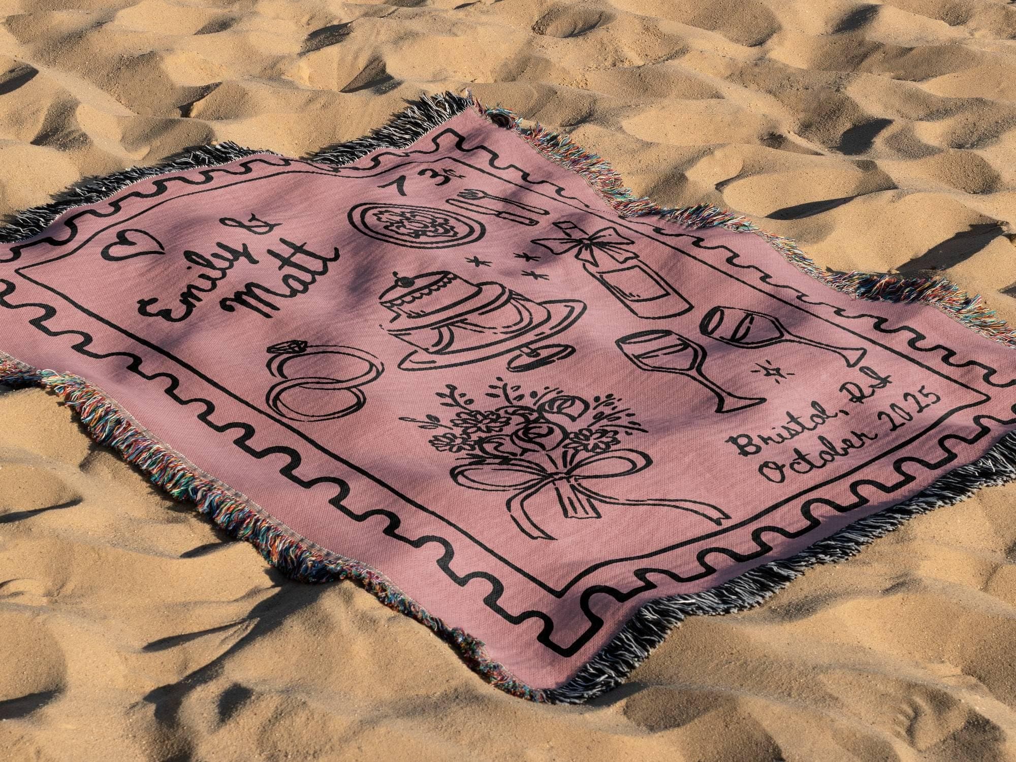 Custom Wedding Blanket: Hand-Woven Cotton Keepsake with Names & Location - image 4