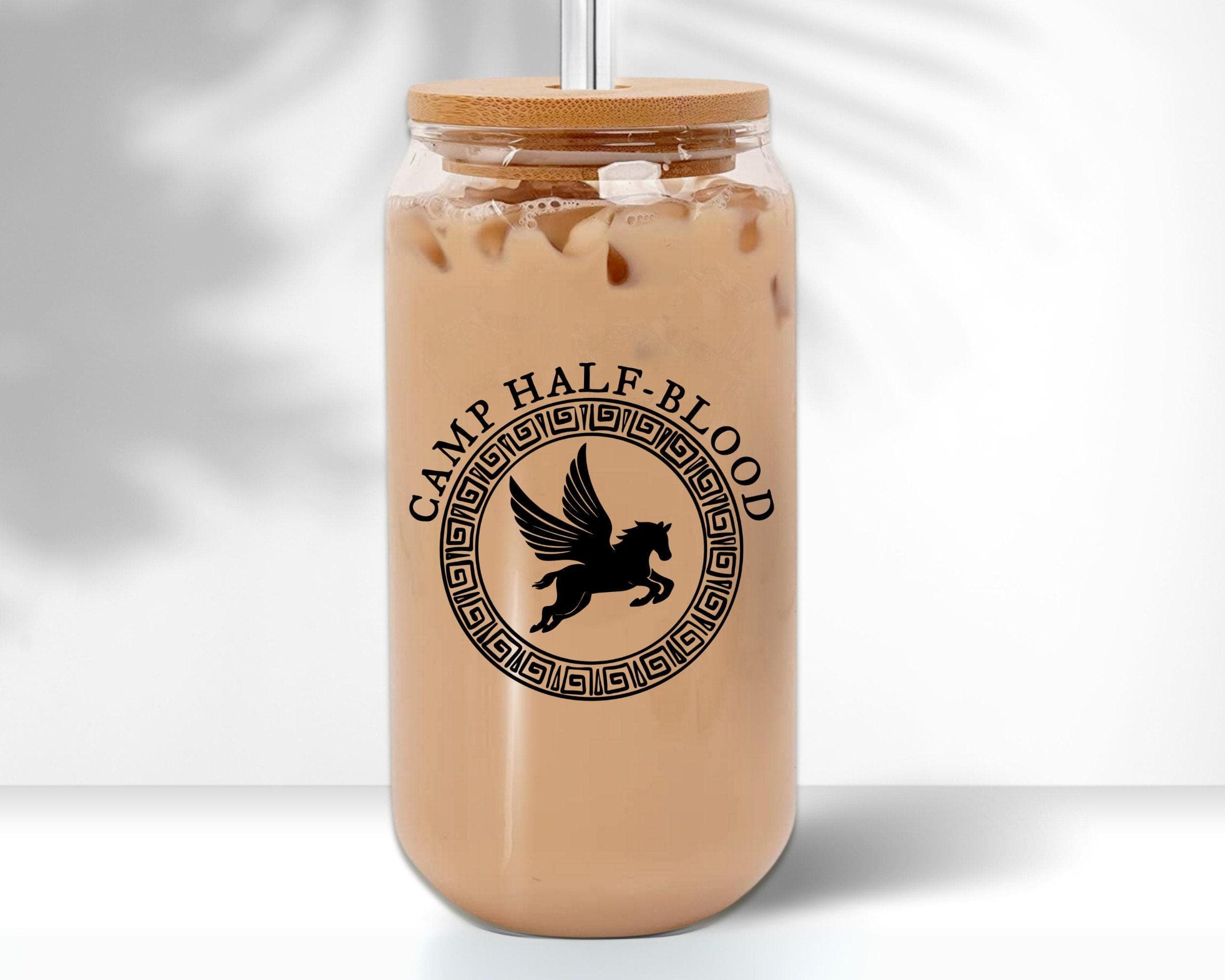 Camp Half-Blood Tumbler: Book Lover Gift, Frosted Glass, Bamboo Lid - image 5