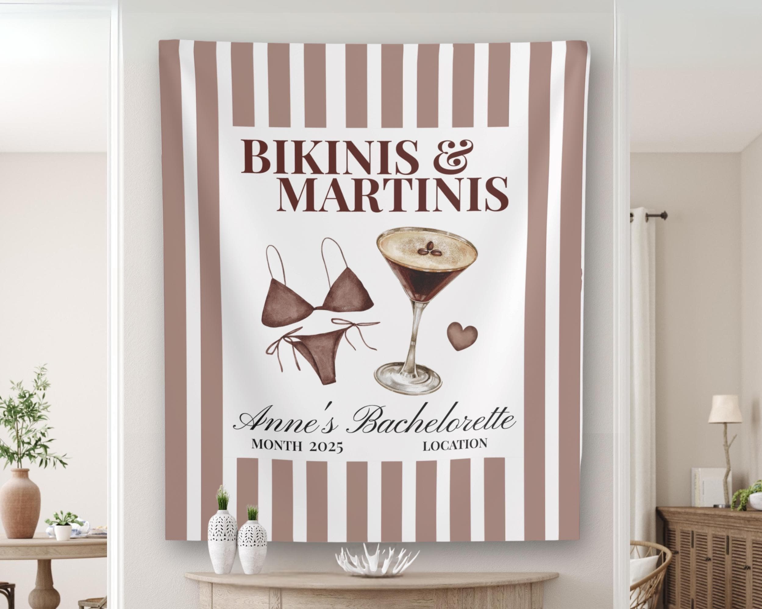 Martini Bachelorette Tapestry: Custom Pink Party Banner - image 5