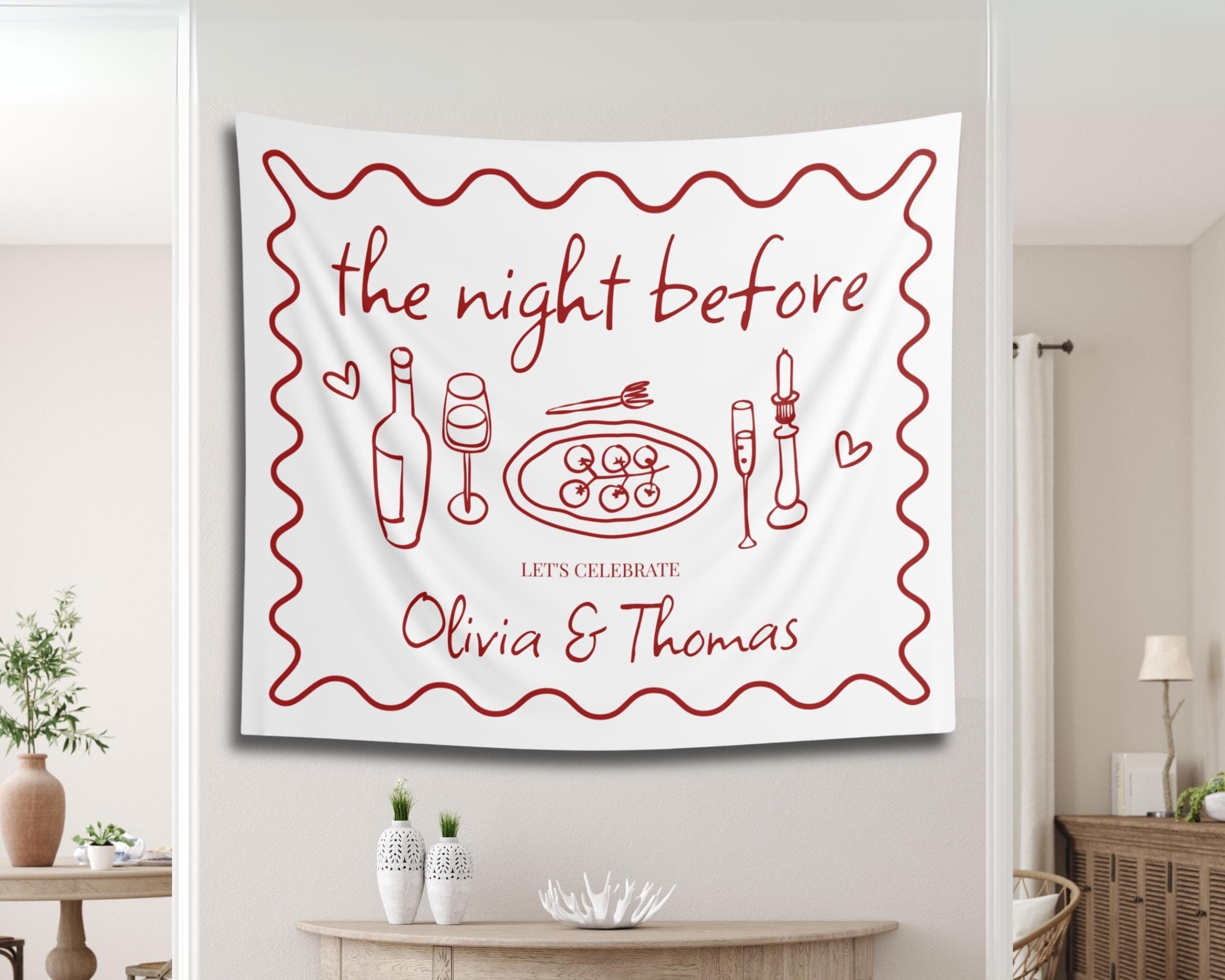 Personalized Engagement Party Banner: "The Night Before" Rehearsal Dinner Decor