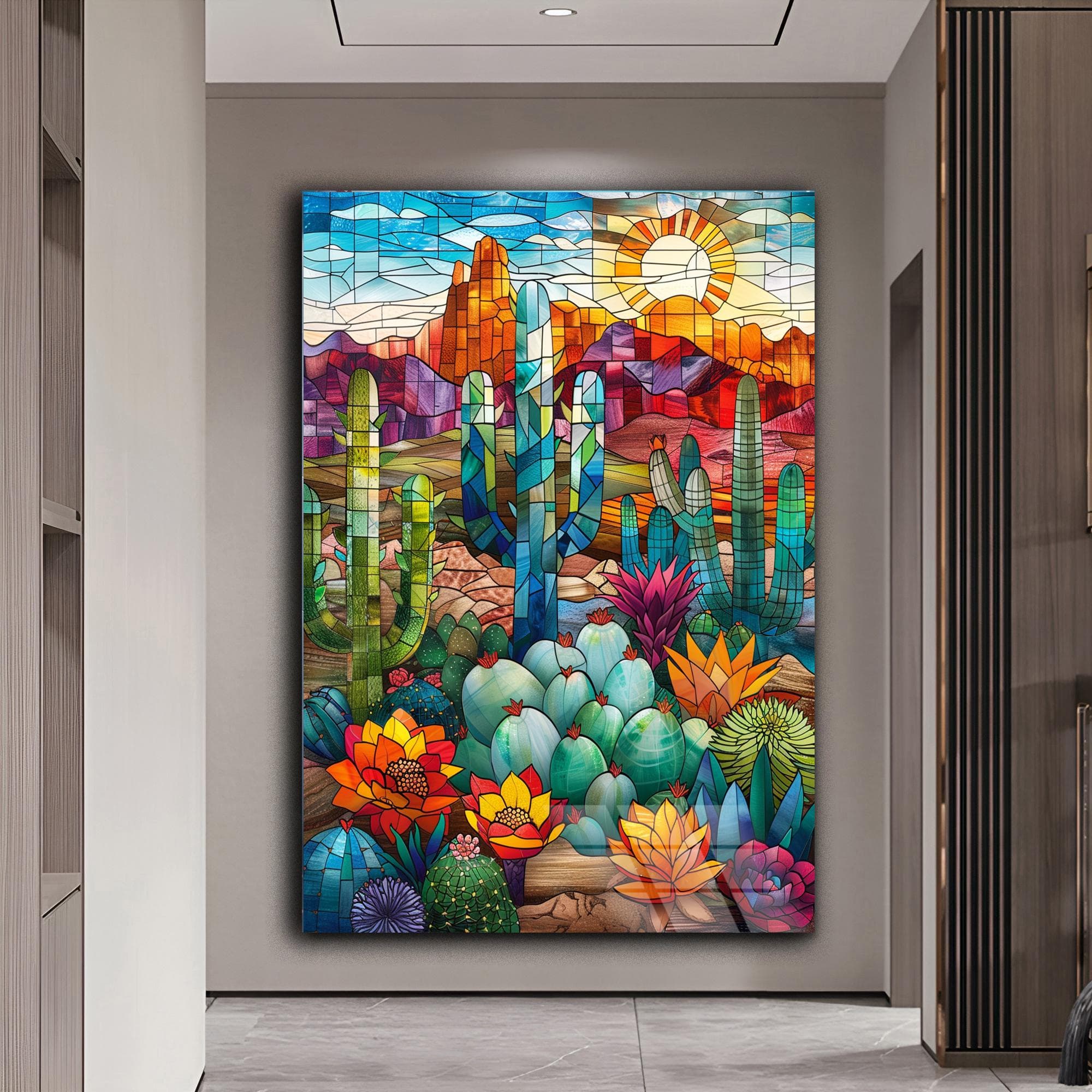 Cactus Wall Art Tempered Glass Art Stained Glass Art Natural Wall Decor Landscape Print Wedding Gift Farmhouse Decor Housewarming Gift - image 4