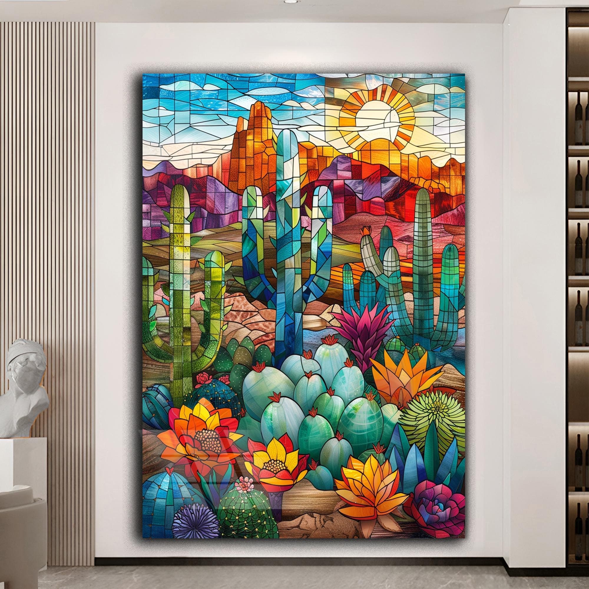 Cactus Wall Art Tempered Glass Art Stained Glass Art Natural Wall Decor Landscape Print Wedding Gift Farmhouse Decor Housewarming Gift - image 3