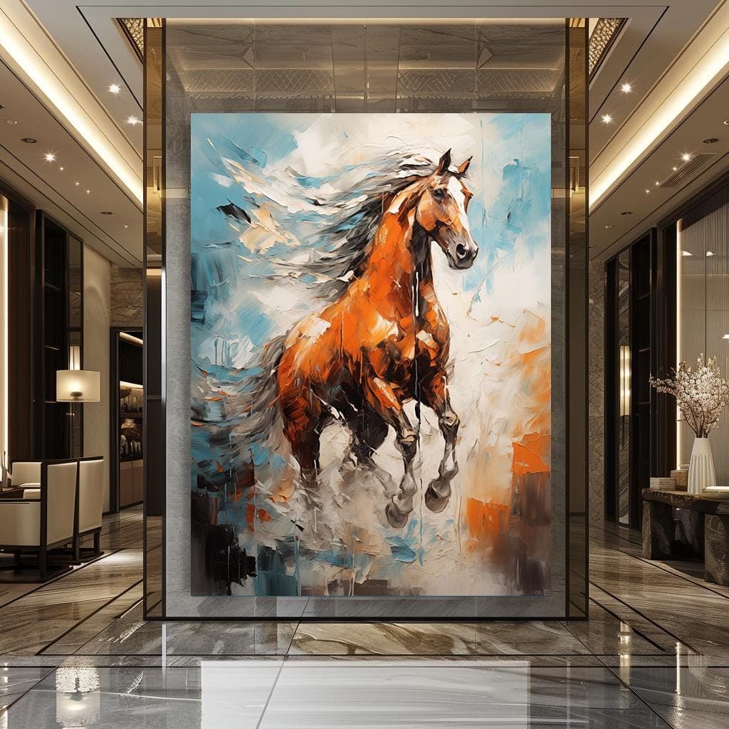 Horse Painting Running Horse Art Horse Gift İdea Large Horse Decor Modern Home Decor Office Design Animal Art Decor Farmhouse Wall Art - image 5