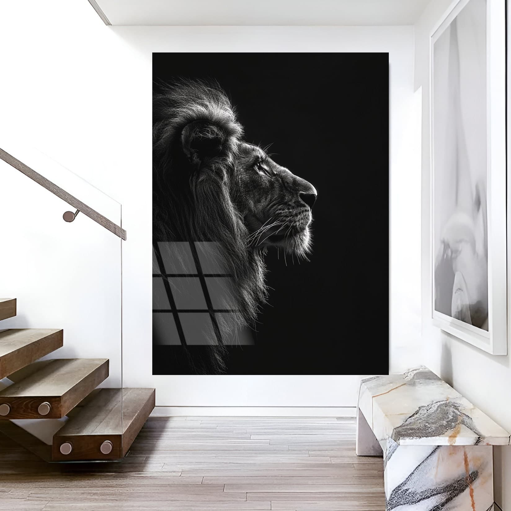 Temered Glass Wall Art, Lion Design Lion Wall Art İnterior Decor Wall Hangings Large Art Housewarming Gift Nursery Artwork Wild Design - image 3