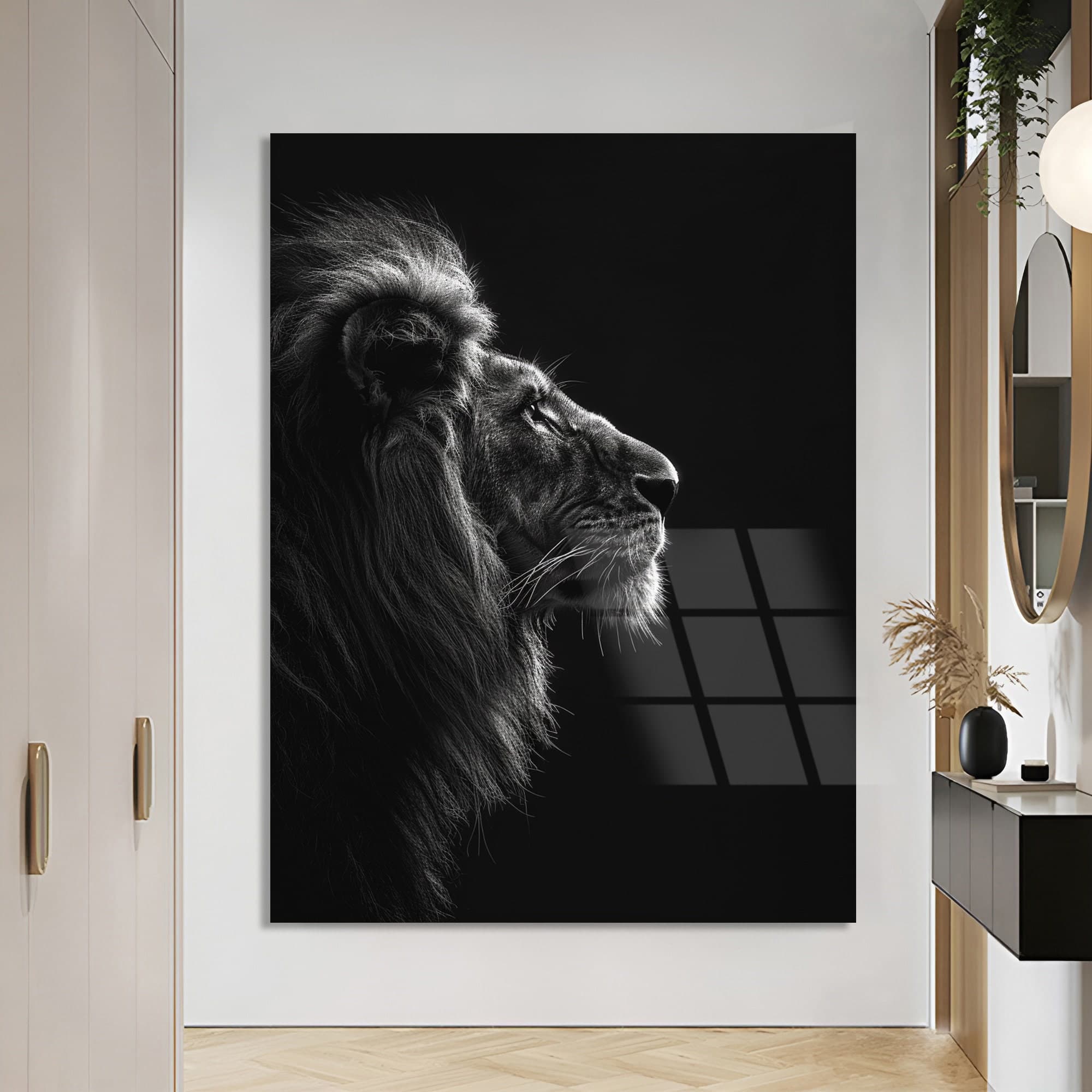 Temered Glass Wall Art, Lion Design Lion Wall Art İnterior Decor Wall Hangings Large Art Housewarming Gift Nursery Artwork Wild Design