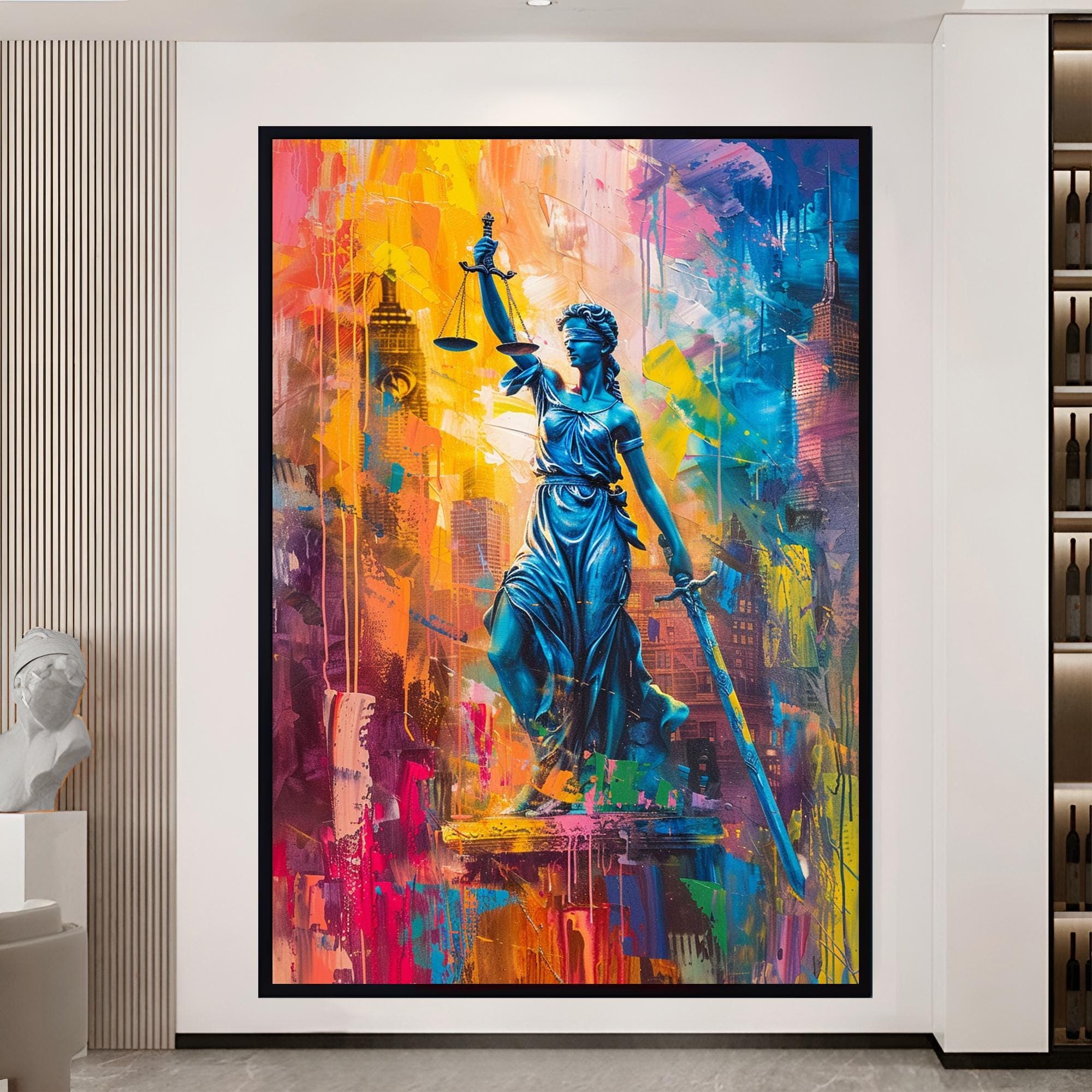Lady Justice Art Framed Wall Art Goddess of Justice Office Wall Hanging Inspirational Gift Maximalist Art Gift for Lawyer Large Artwork - image 4