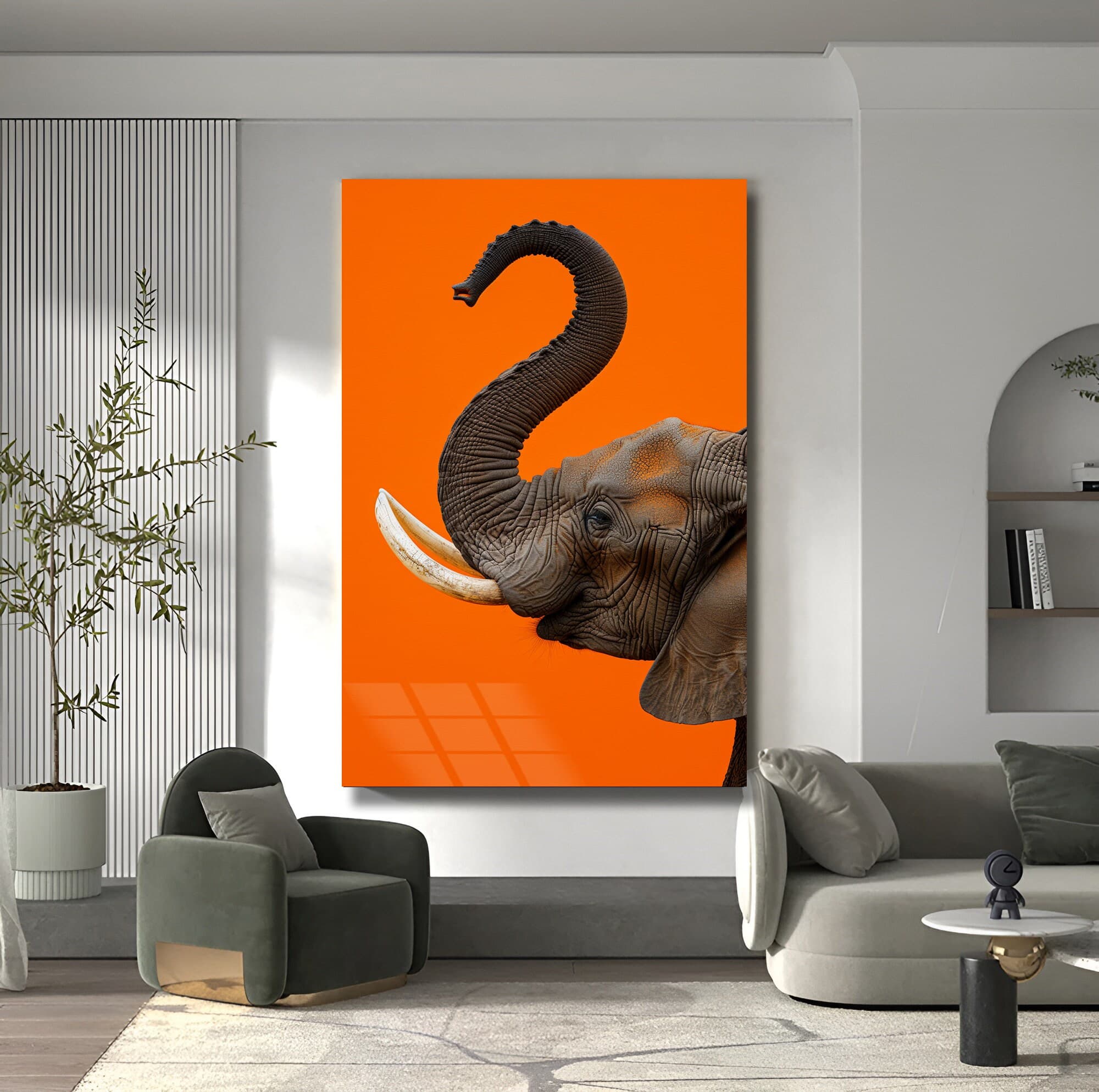 Framed Elephant Art Tempered glass art Safari Nursery decor elephant print wall hangings large artwork Framed wall art housewarming gifts - image 5