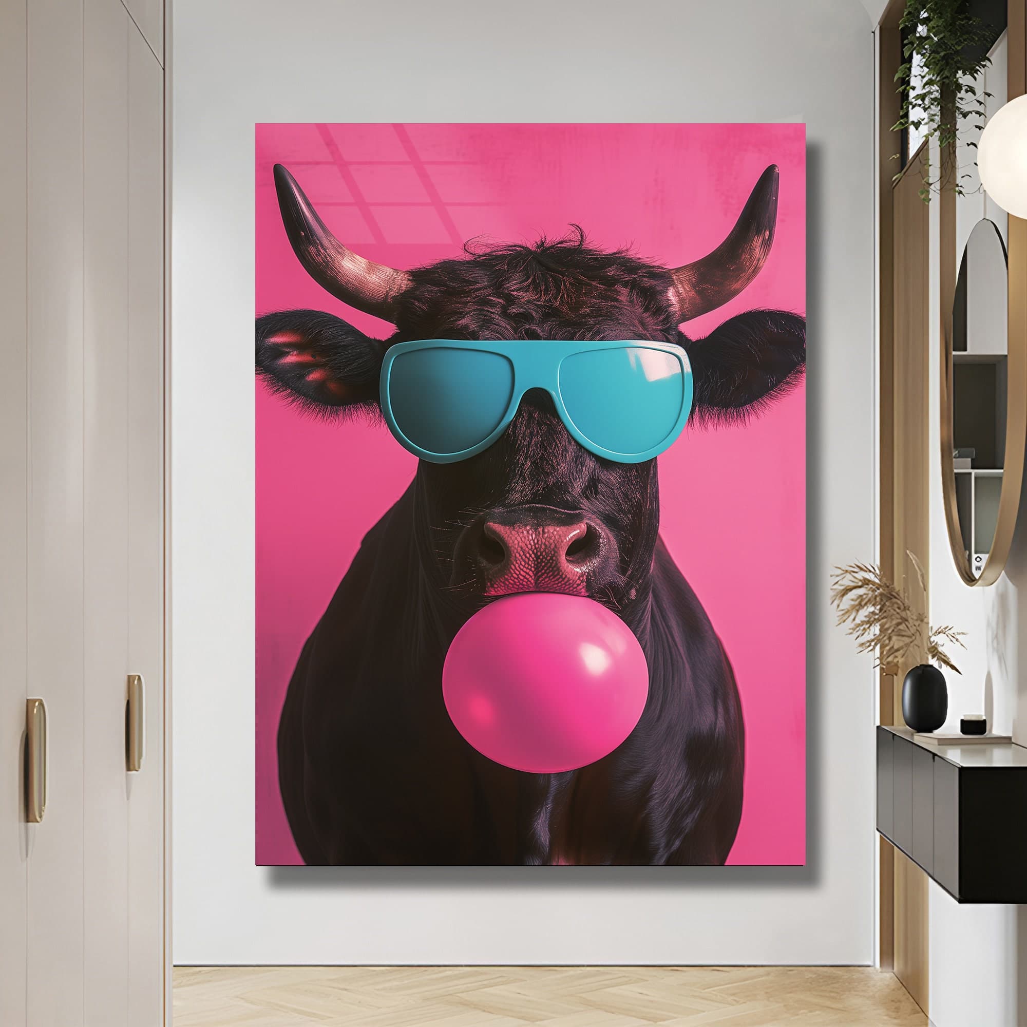 3D bull Glass Wall Art Glass bull wall decor modern bull glass wall art unique bull glass art luxury wall art nursery wall art home decor - image 4