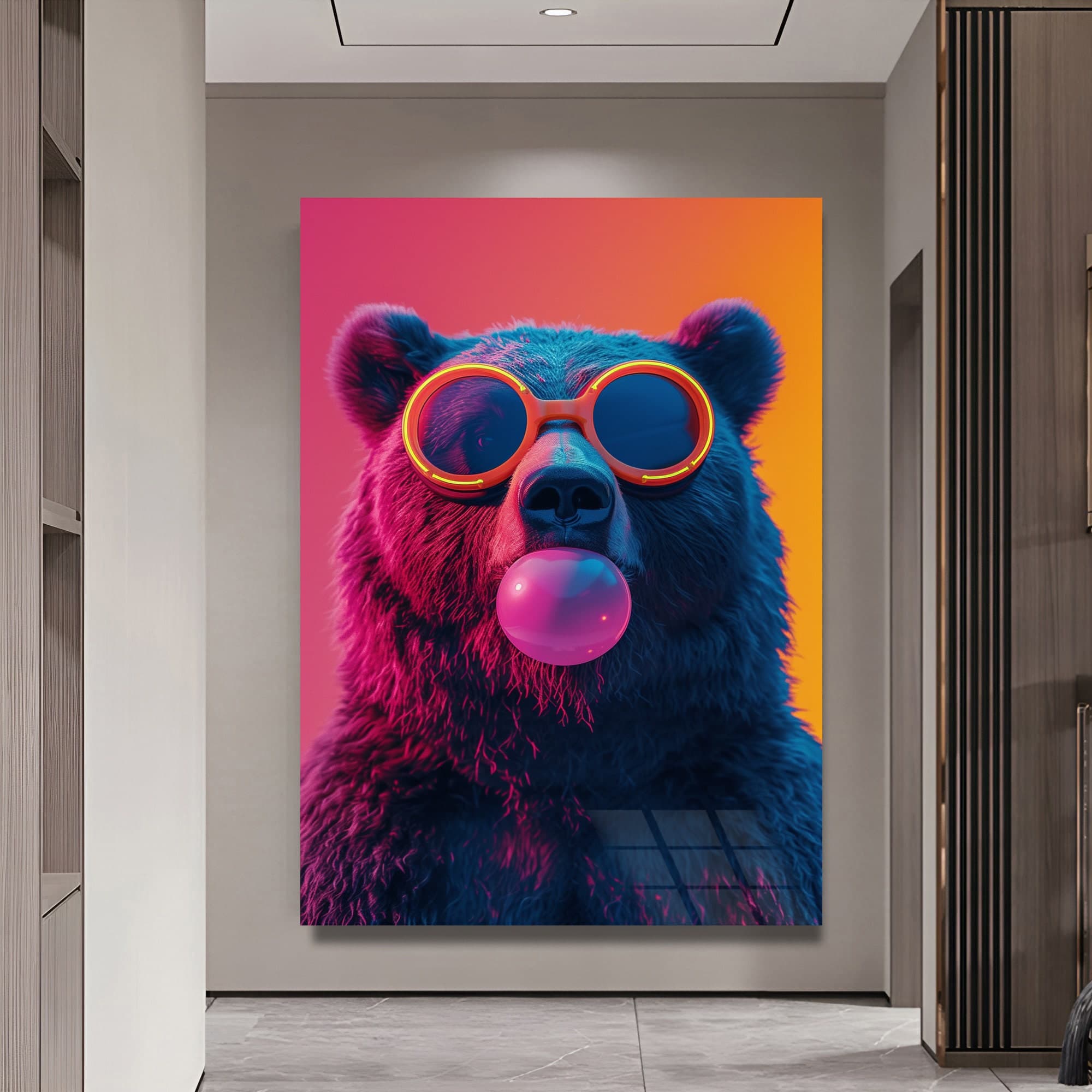 Bear Wall Art, Bear Design Bear Glass Wall Art Farmhouse Gift Livingroom Decor Office Design Wall Hangings Large Artwork Aesthetic Decor - image 4