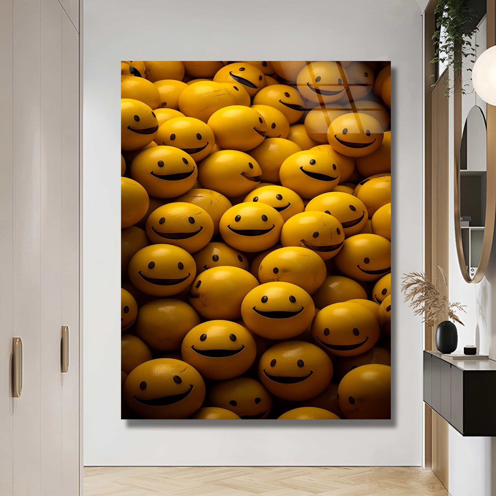 Tempered glass wall art smile wall decor funny wall art gift for kids kids wall decor nursery wall art housewarming gift large artwork