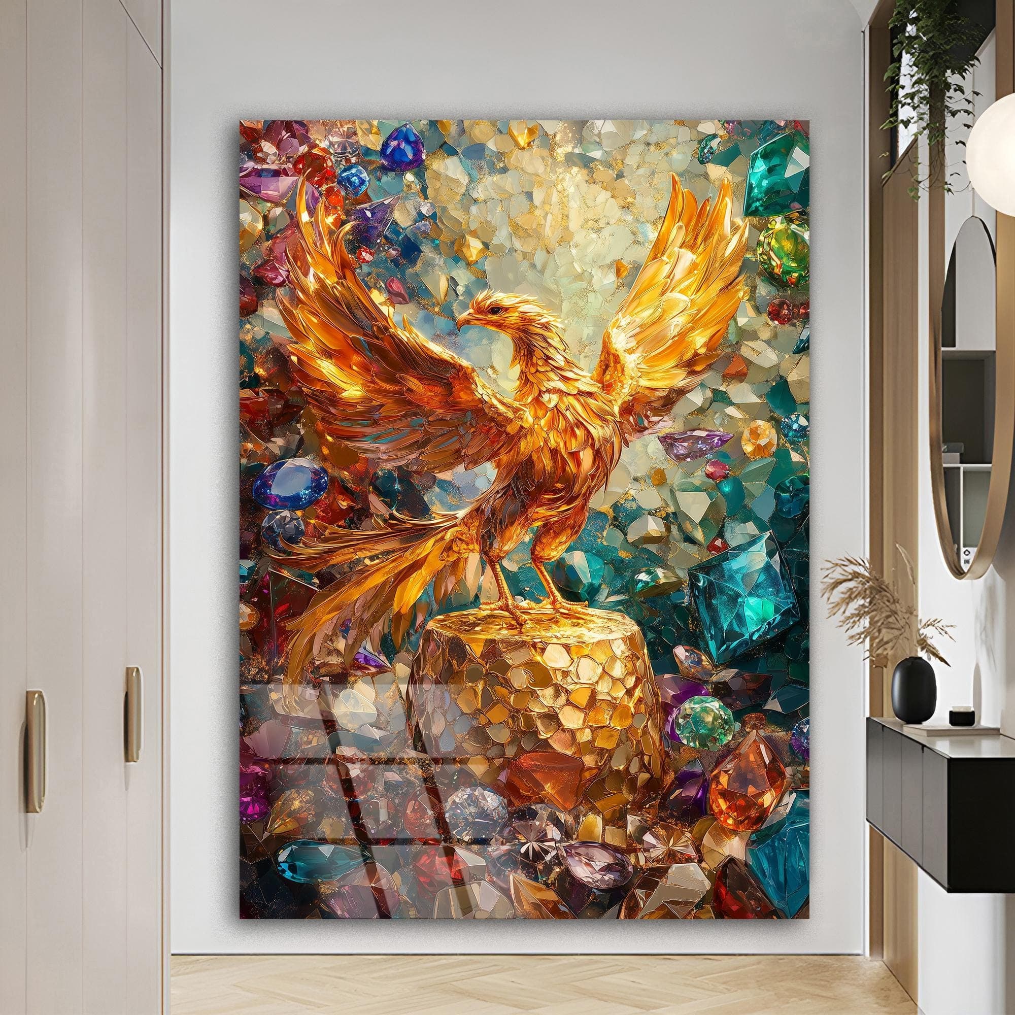 Phoenix Rising Wall Art Mythological Art Phoenix Wall Art Tempered Glass Art Wall Hanging interior Design Luxury Wall Art Housewarming Gift - image 5