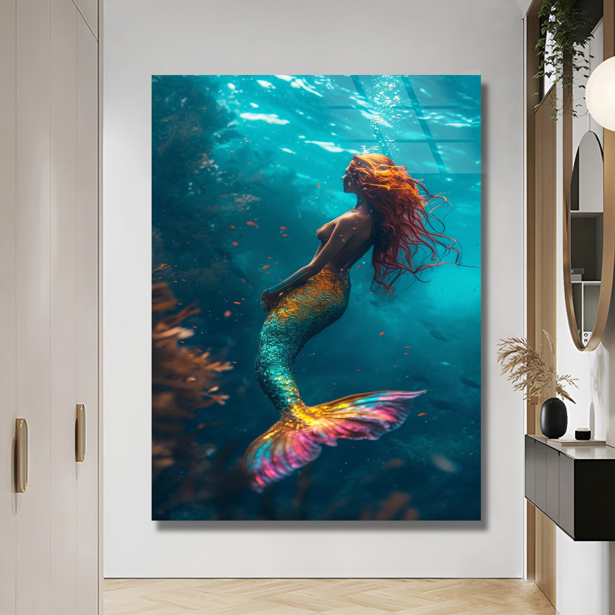 Clear aquarium Wall Art, beautiful mermaid Art, Wall Art Glass - image 3