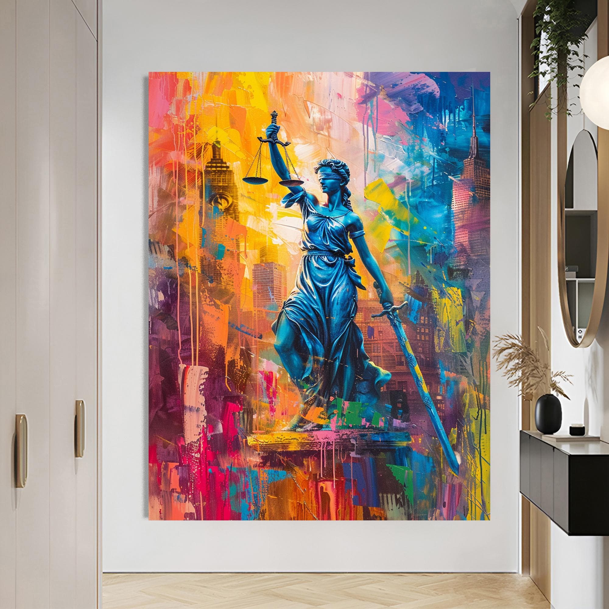 Lady Justice Art Framed Wall Art Goddess of Justice Office Wall Hanging Inspirational Gift Maximalist Art Gift for Lawyer Large Artwork - image 3