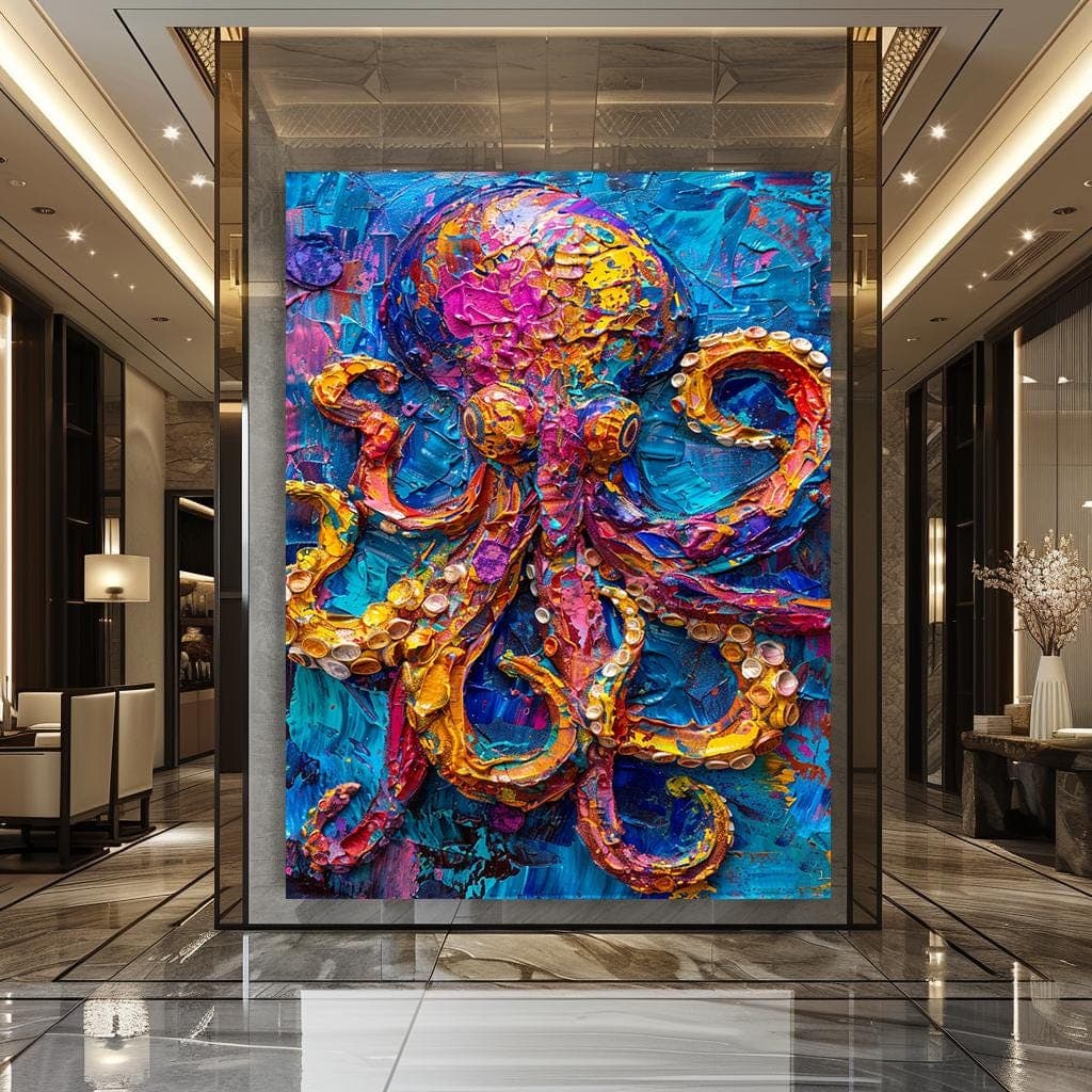 Octopus Decor Canvas Wall Art Ocean Oil Painting Abstract Art Canvas Unique Birthday Gift Wall Hanging Interior Design Christmas Gift - image 4