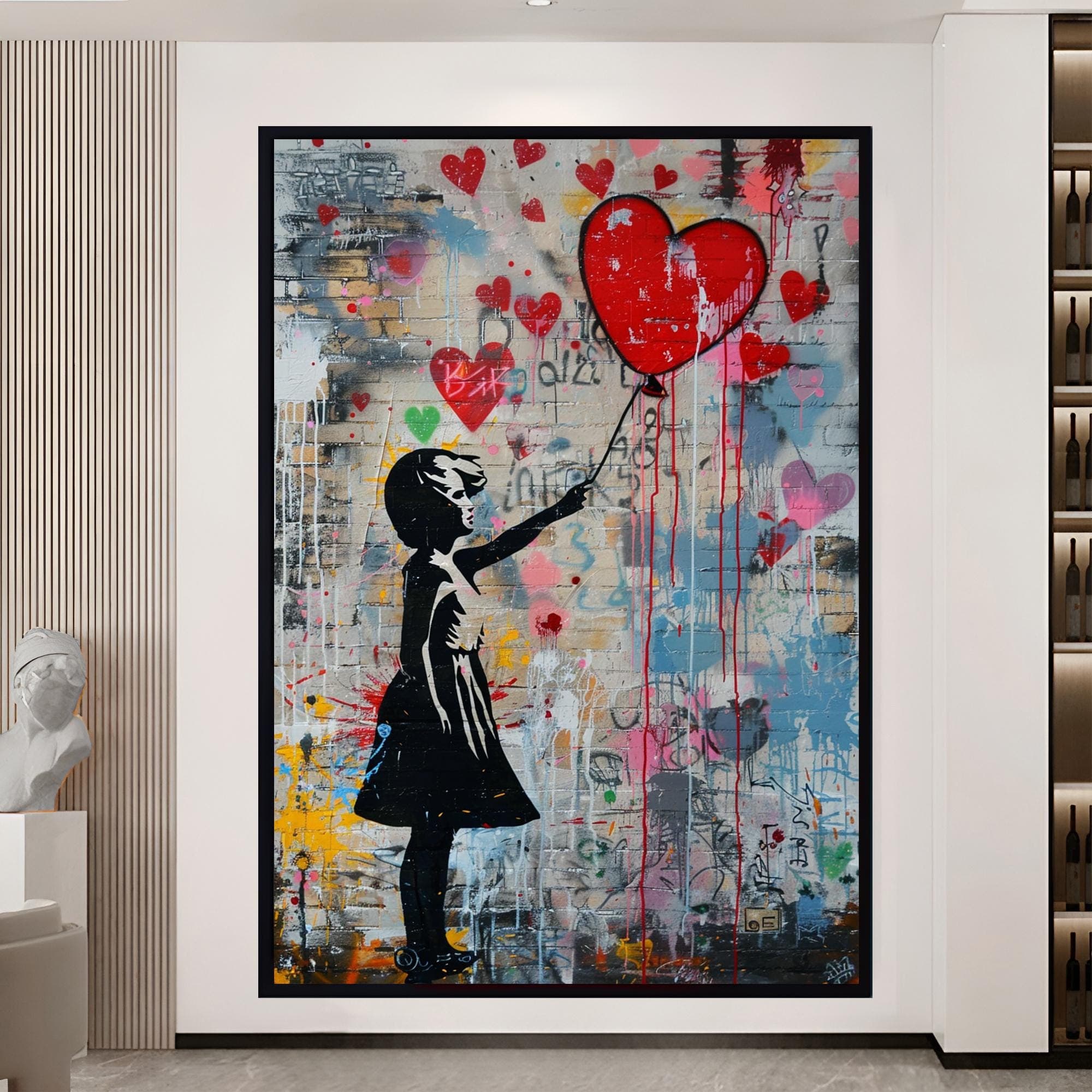 Girl with Balloon Graffiti Painting Modern Street Art Canvas Print Love Themed Wall Decor Gift Ideas Banksy Style Framed Art Home Decor - image 3