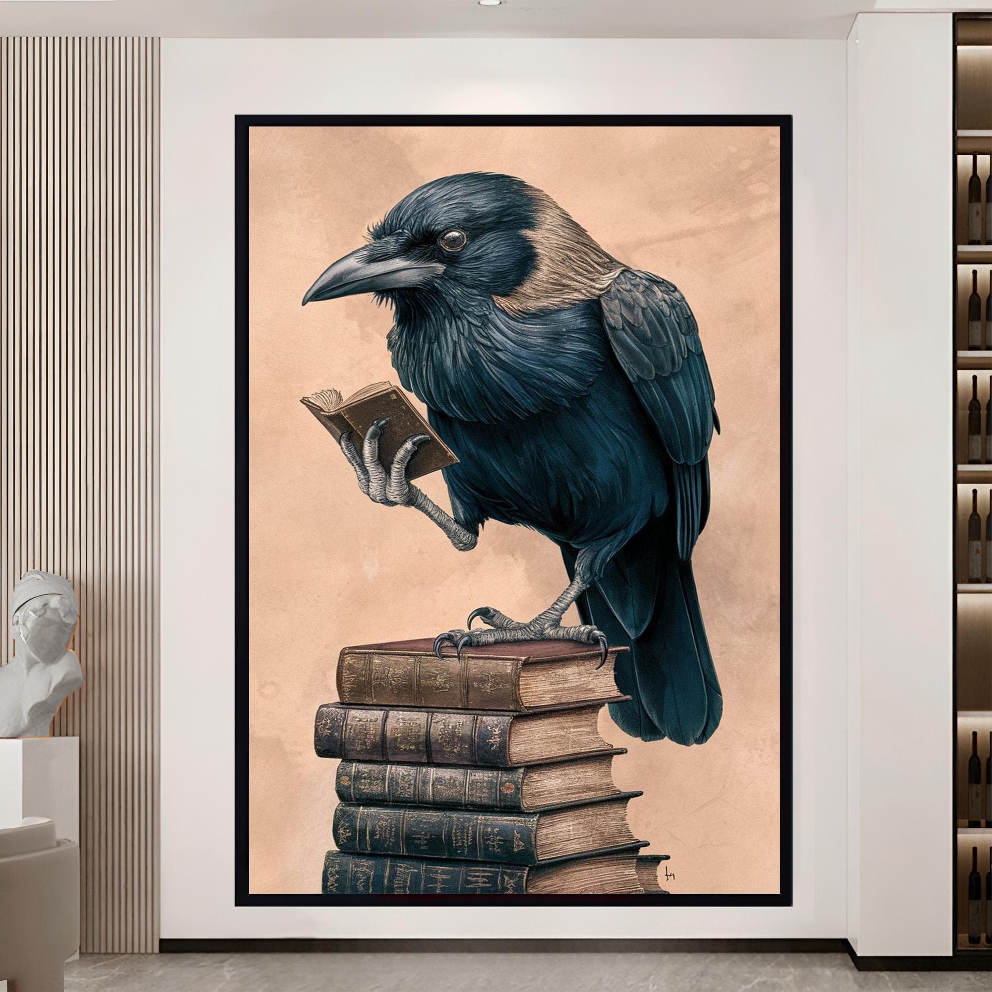 Wise Crow Painting, Educational Art, School Wall Decor, Dorm Decor, Gift for Teacher, Large Nursery Decor, Office Design, Gift for Boss - image 3