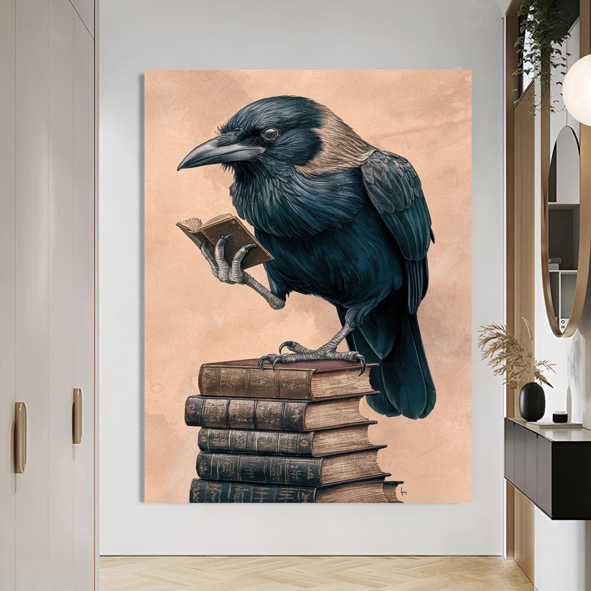 Wise Crow Painting, Educational Art, School Wall Decor, Dorm Decor, Gift for Teacher, Large Nursery Decor, Office Design, Gift for Boss - image 4