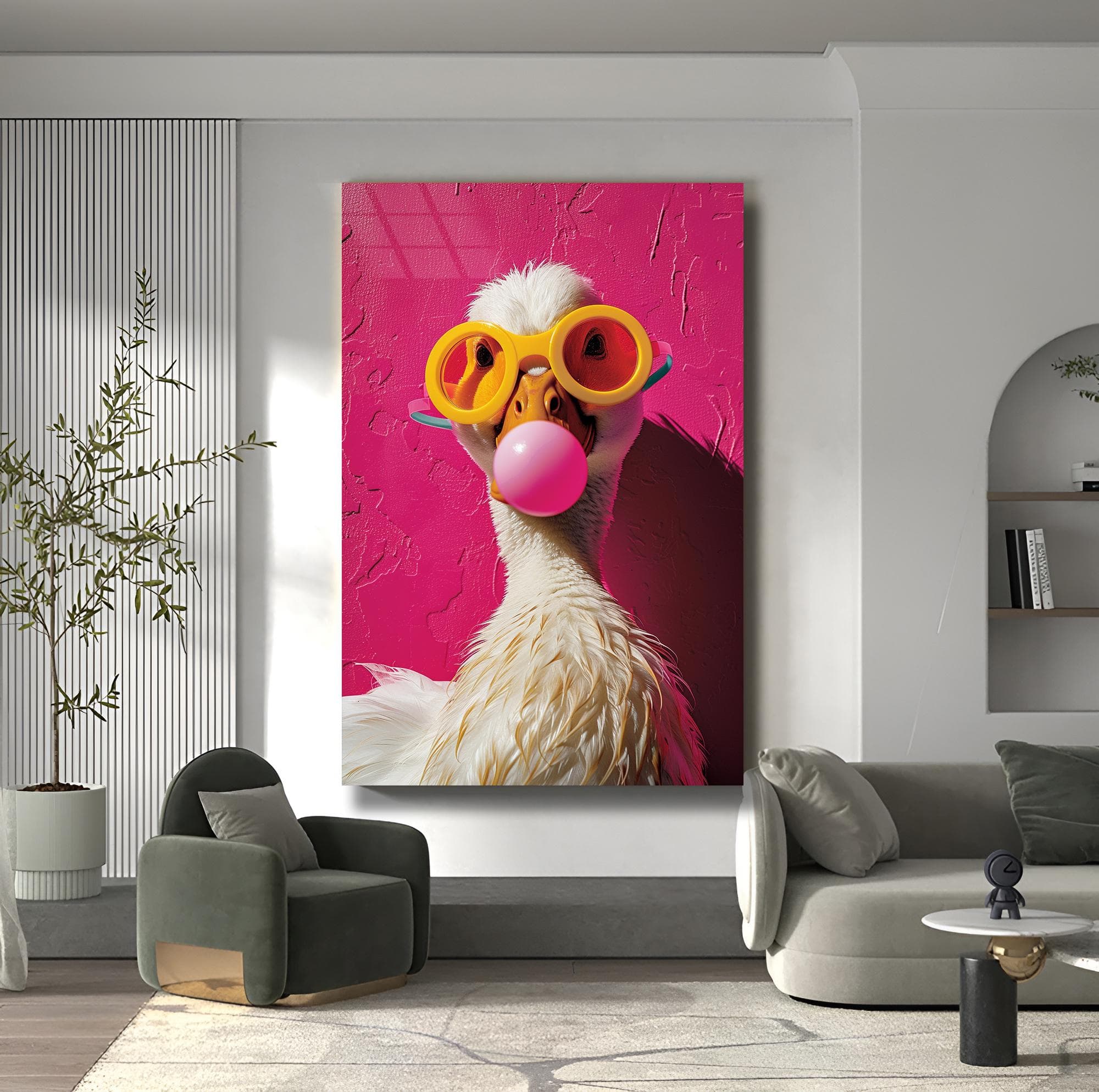 Duck Gift Duck Print Duck Wall Art Funny Animal Art Nursery Decor Gift for Kids Pet Gift Tempered Glass Art Large Artwork Framed Art - image 5