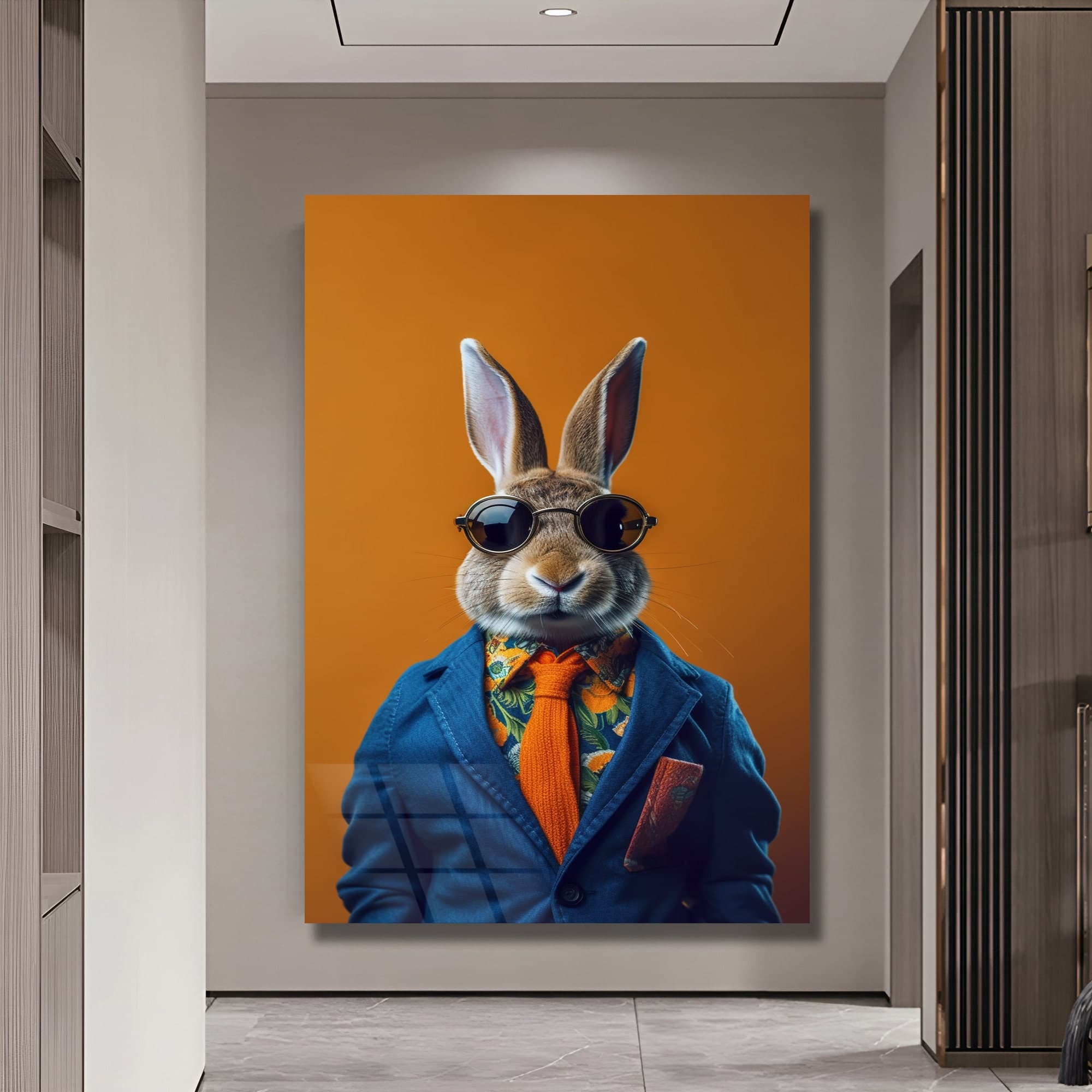 Handsome Rabbit Art, Rabbit Glass Art, Animal Glass Art, Garden Glass Art, Nursery Wall Art, Cute Wall Art, Wall Art Gifts, Christmas Gift