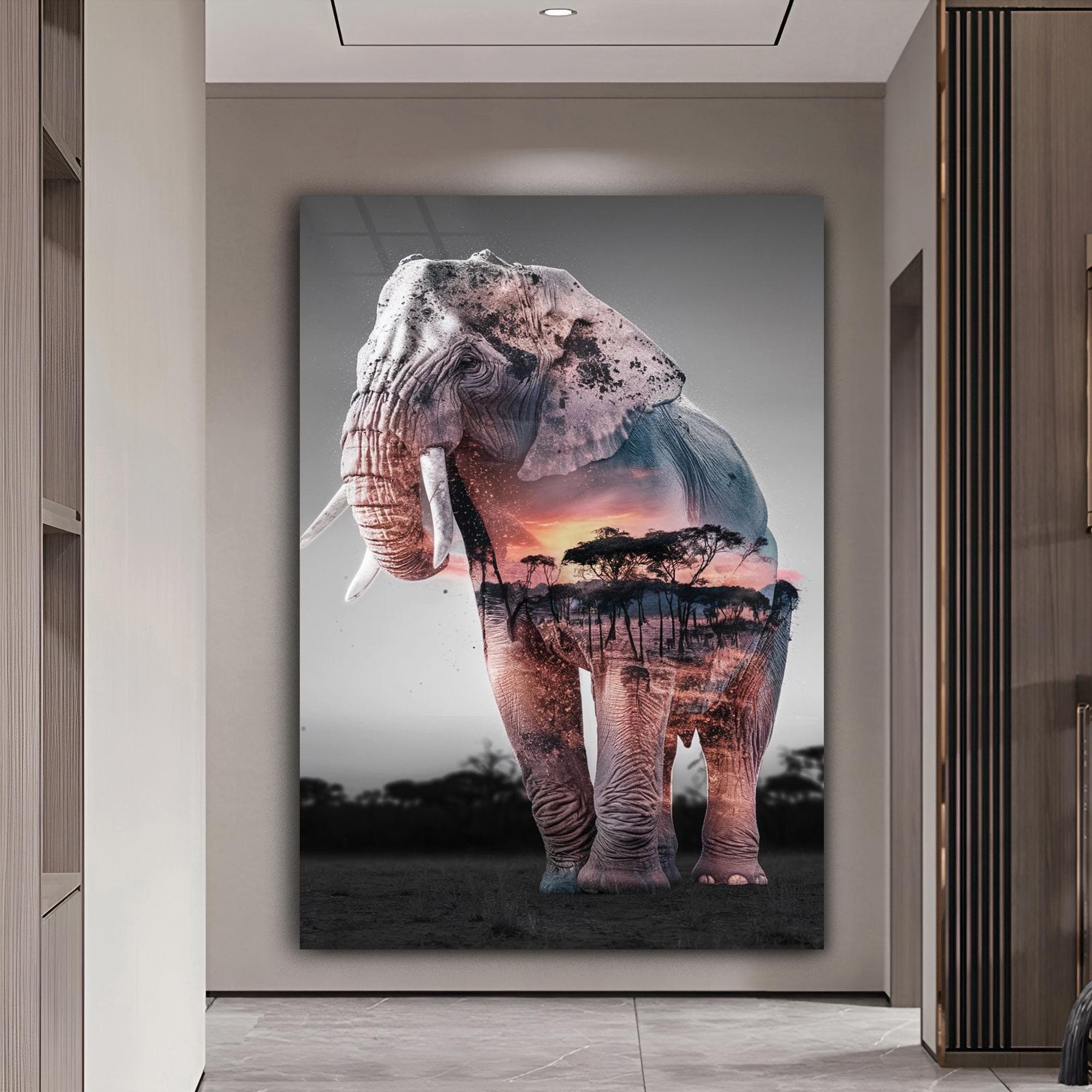 Glass Elephant Framed Art Elephant Wall Art Elephant Decorations Elephant Gift African Animal Art Nursery Decor Landscape Wall Art Wall Art - image 4