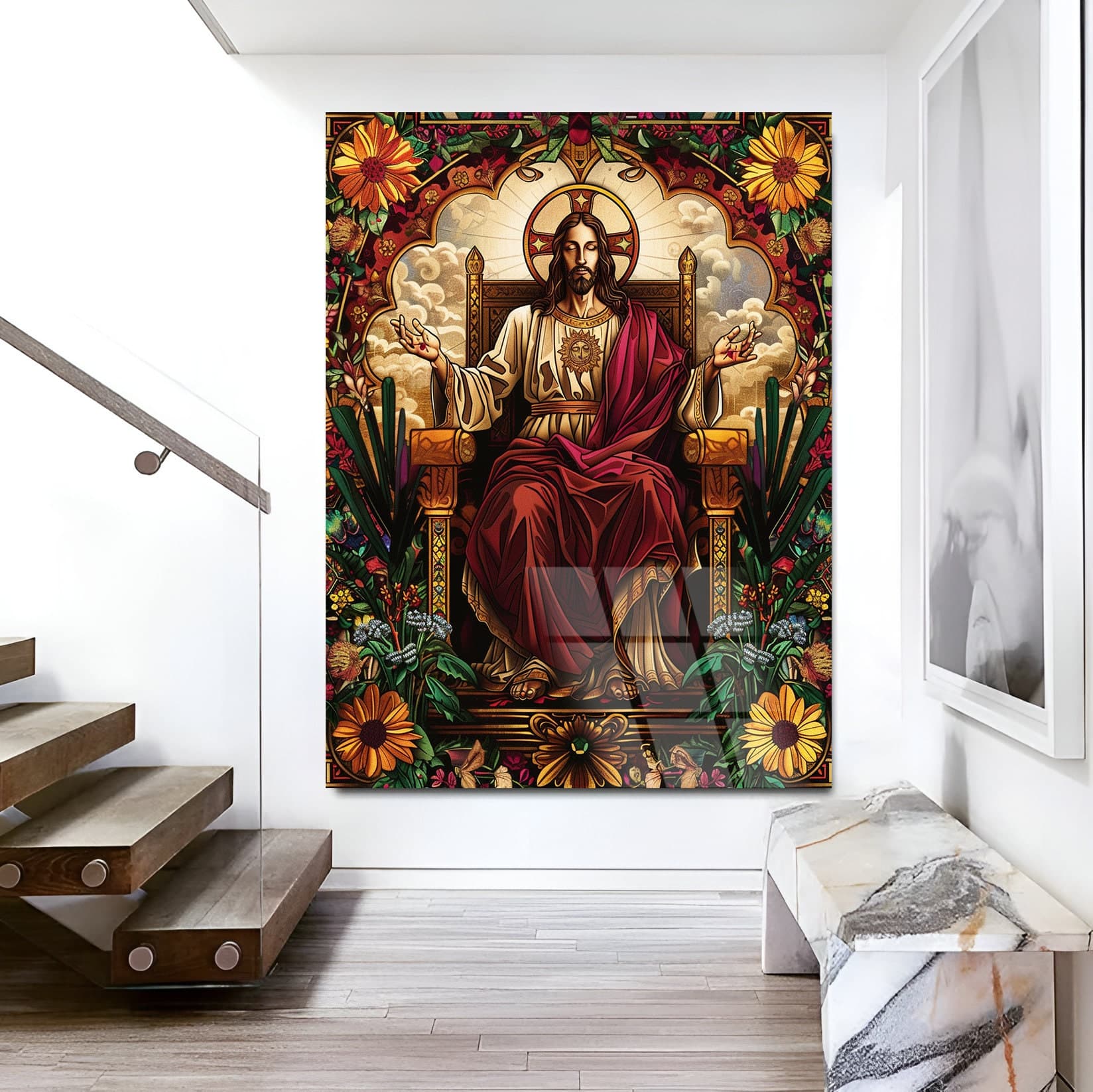 Jesus Stained Glass Art Tempered Glass Wall Art jesus Wall Decor, Stained Glass Art, Christian wall art, christian gift ready to hang gifts - image 4