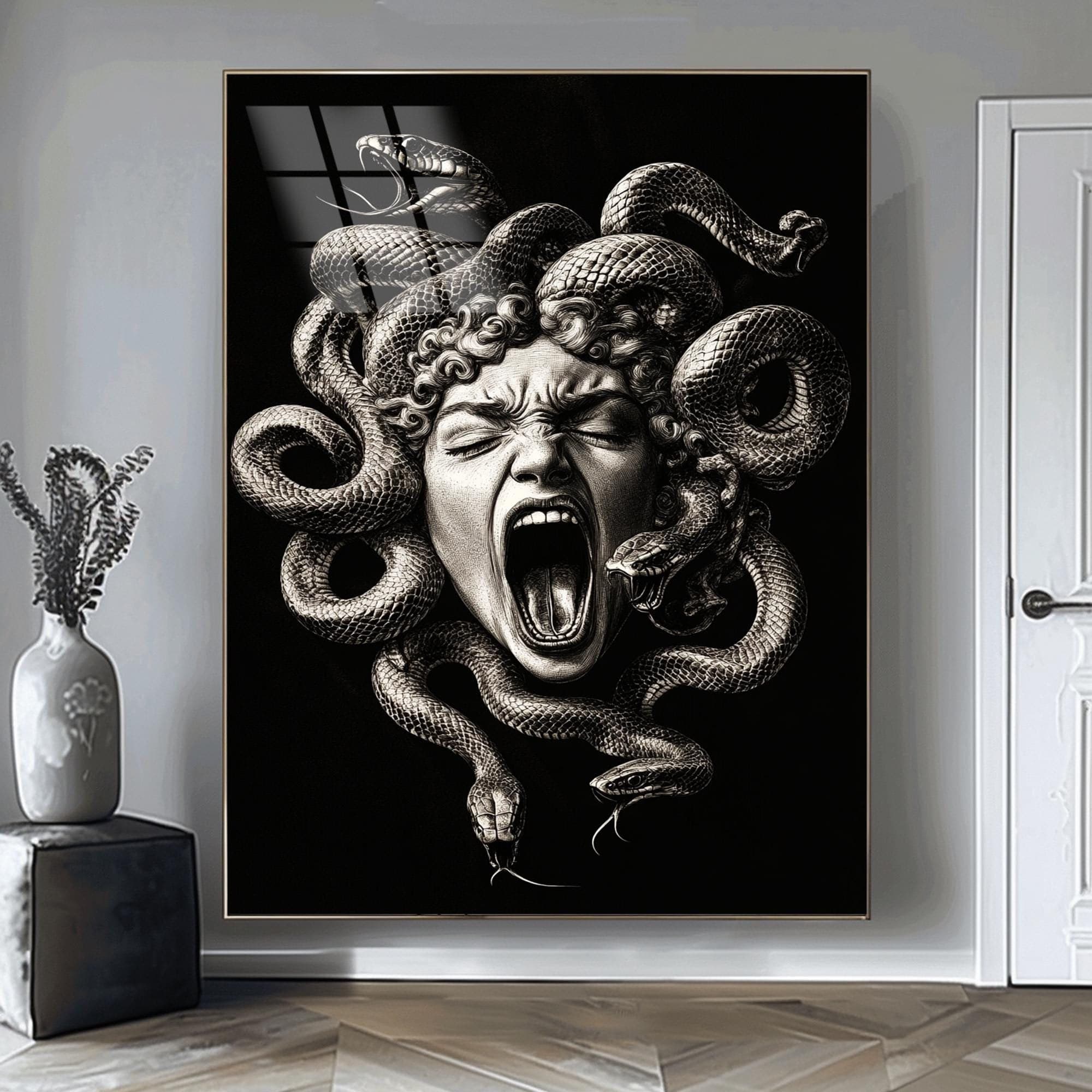 Medusa Wall Art Medusa Print Extra Large Wall Art Wall Hanging Custom Glass Print Greek Goddes Art Tempered Wall Art Interior Design
