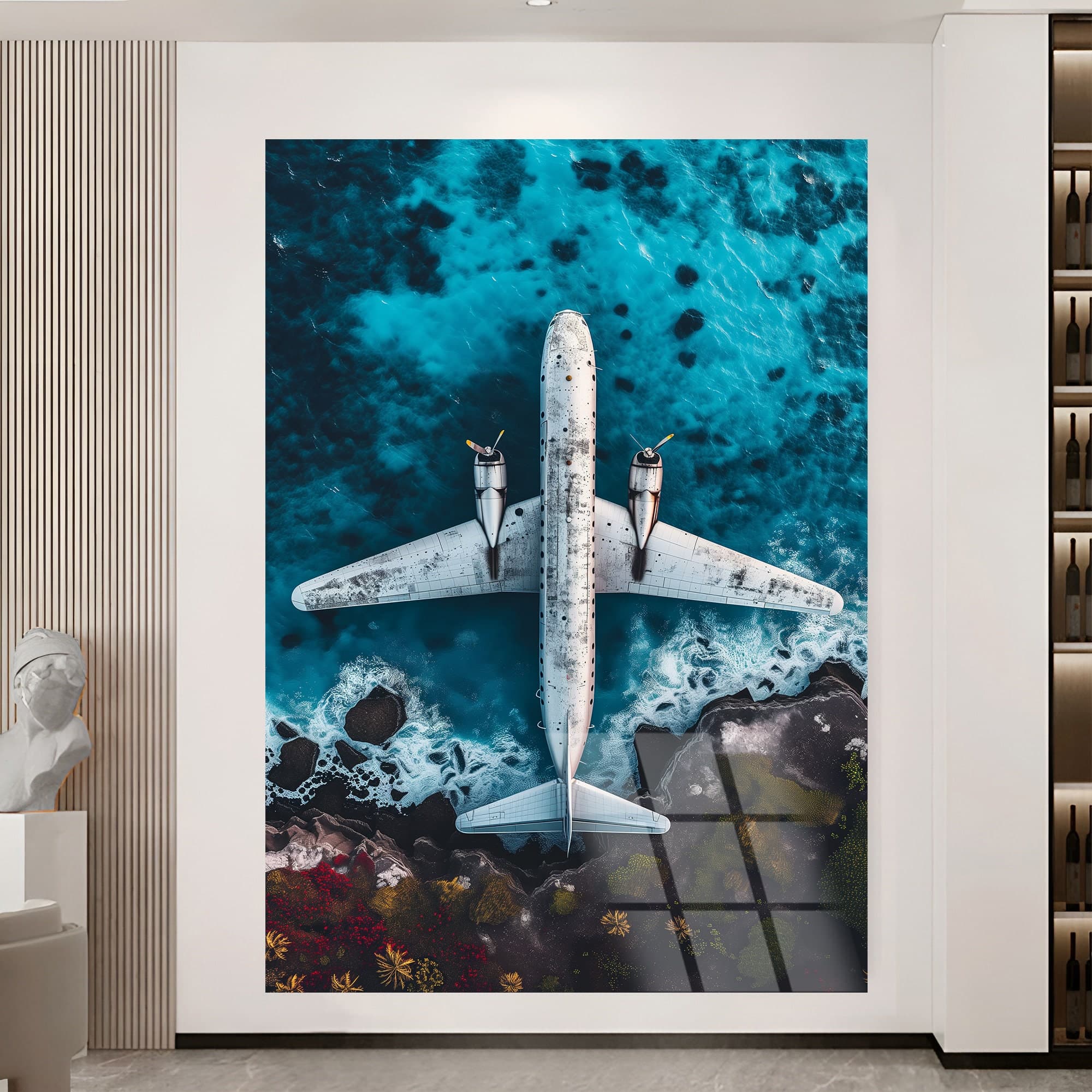 Tempered glass Wall Art Airplane Wall Art Landscape Decor Beach Wall Decor Modern Glass Art Large wall decor Wall Hangings glass wall art - image 3