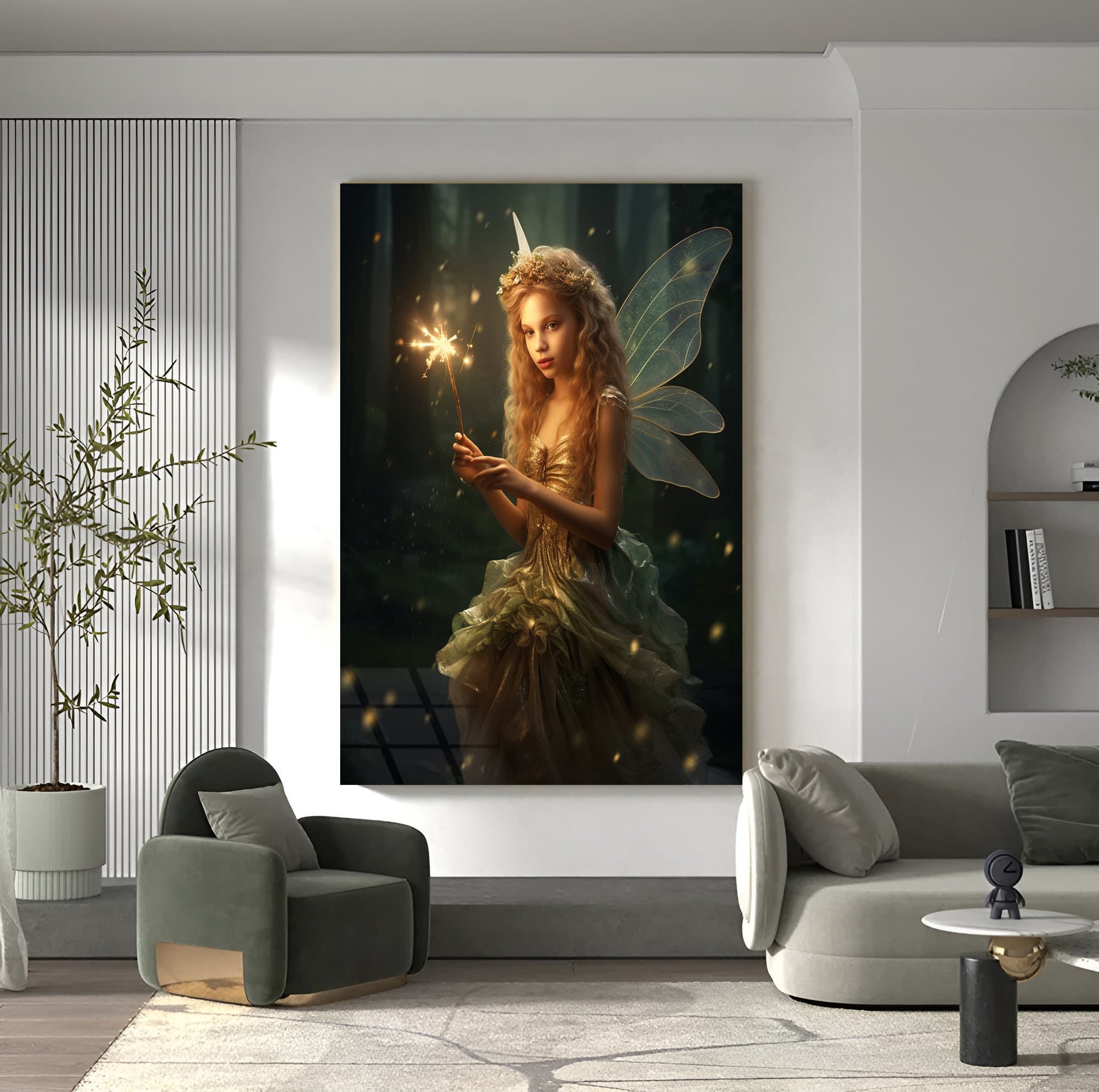 Fairy Girl Wall Art, Fairy Glass Art, Kids Room Wall Art, Nursery Wall Decor, Office Wall Art, Luxury wall art, Home Decor, Wall Art Gifts - image 3