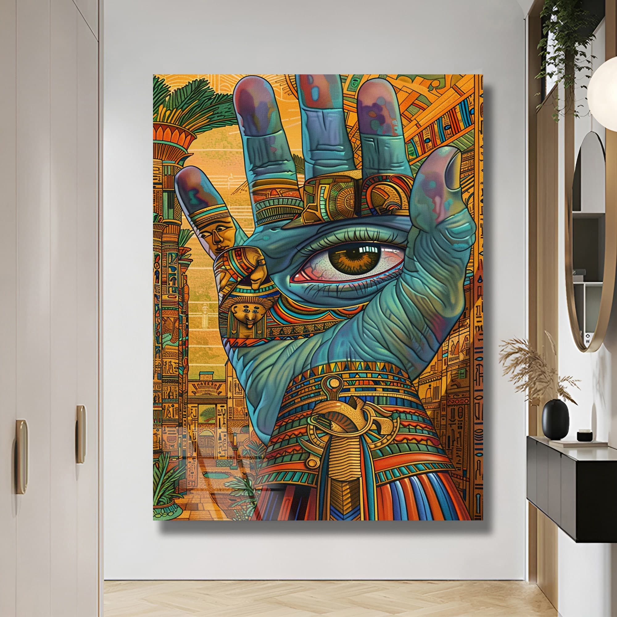 Egyptian Culture Decor All Seeing Eye Eye Wall Art Contemporary Wall Art Historical Decor gold Framed Art Wall hangings Large wall decor