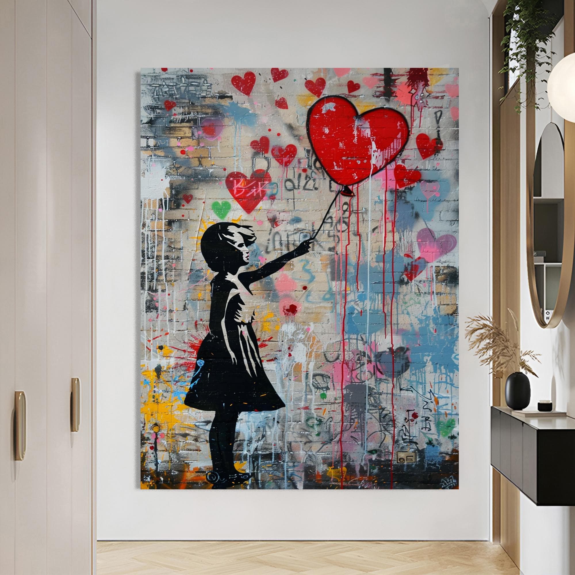 Girl with Balloon Graffiti Painting Modern Street Art Canvas Print Love Themed Wall Decor Gift Ideas Banksy Style Framed Art Home Decor - image 4