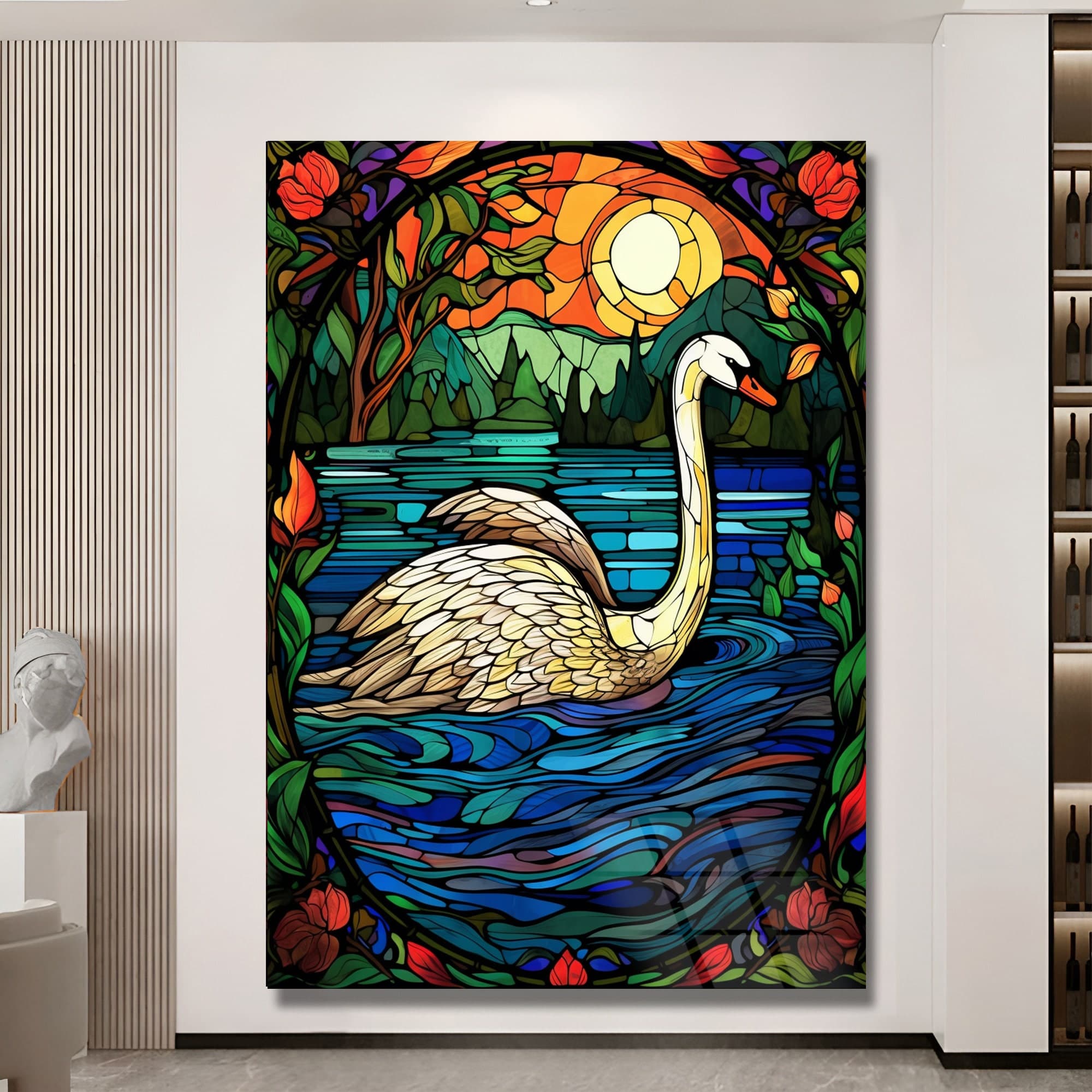 Swan Wall Art, Stained Glass Art, Tempered Wall Art, Wall Hanging, Animal Wall Decor, Luxury Wall Art, Livingroom wall Art Housewarming Gift - image 5